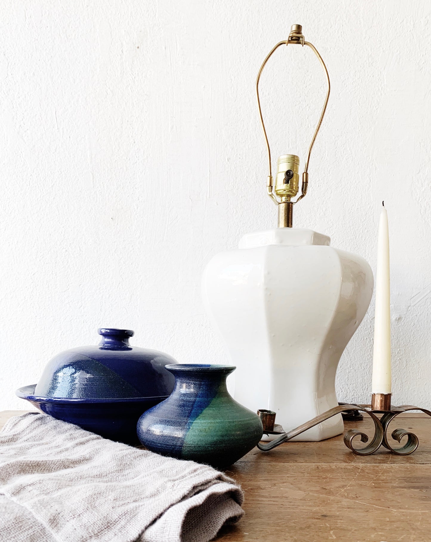 Vintage Handmade Cobalt Blue Server