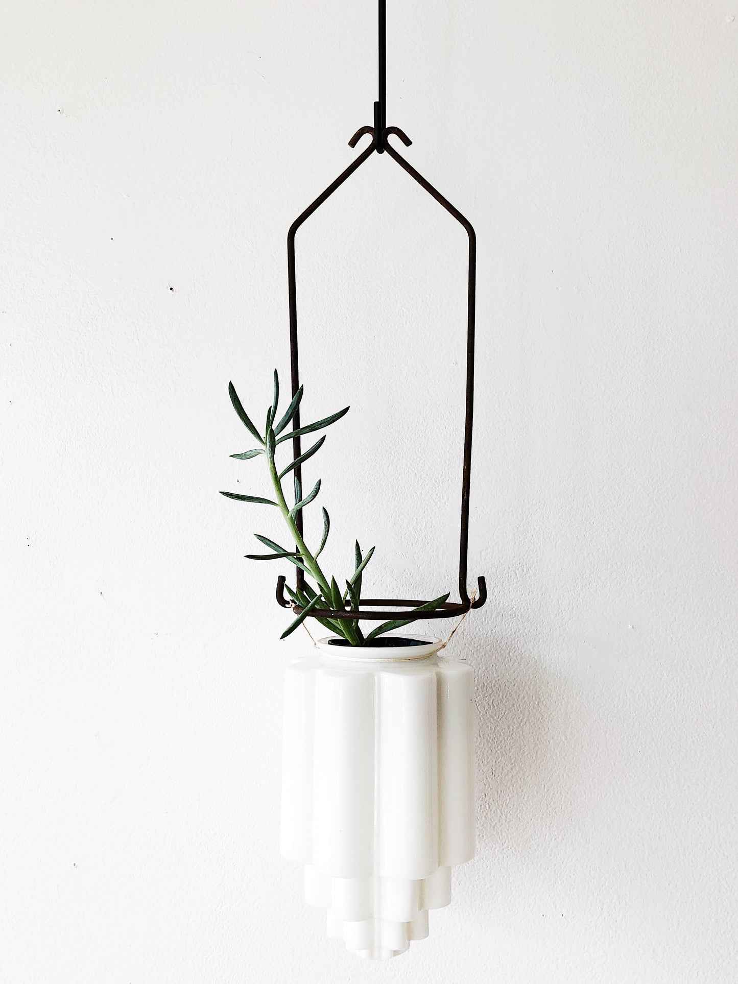 Deco Milk Glass Lantern or Planter