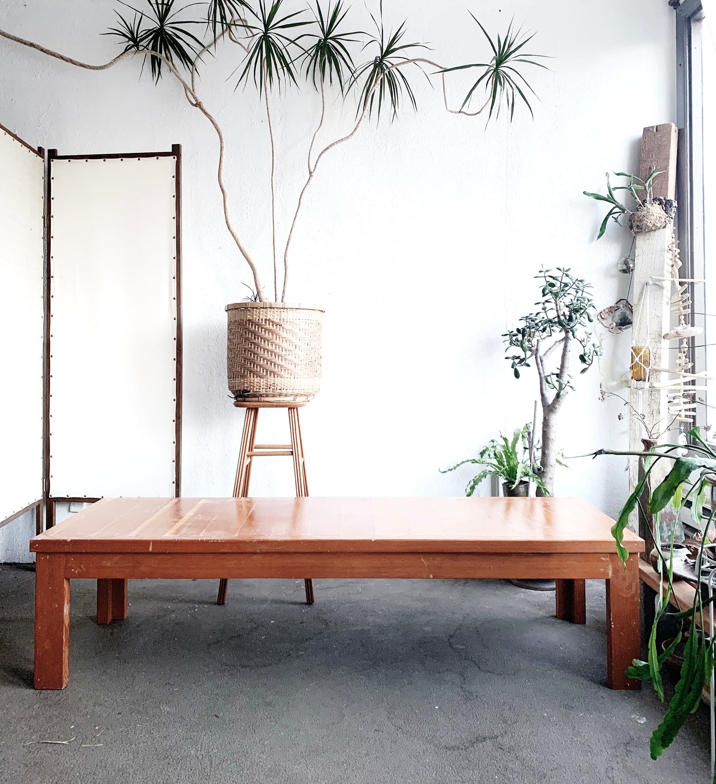 Large Vintage Handmade Solid Wood Bench/Low Table