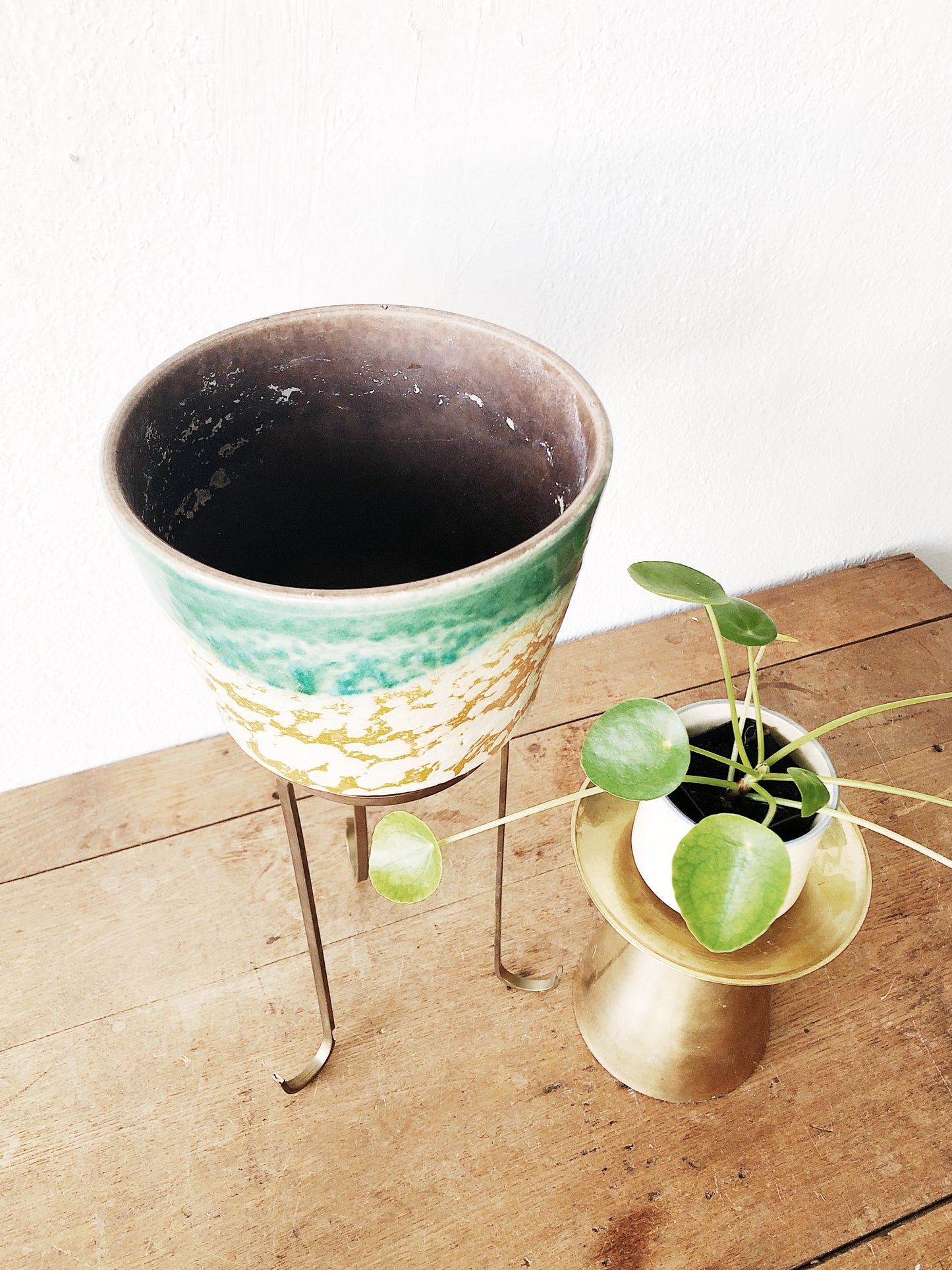 Vintage Mid Century Lava Planter and Stand