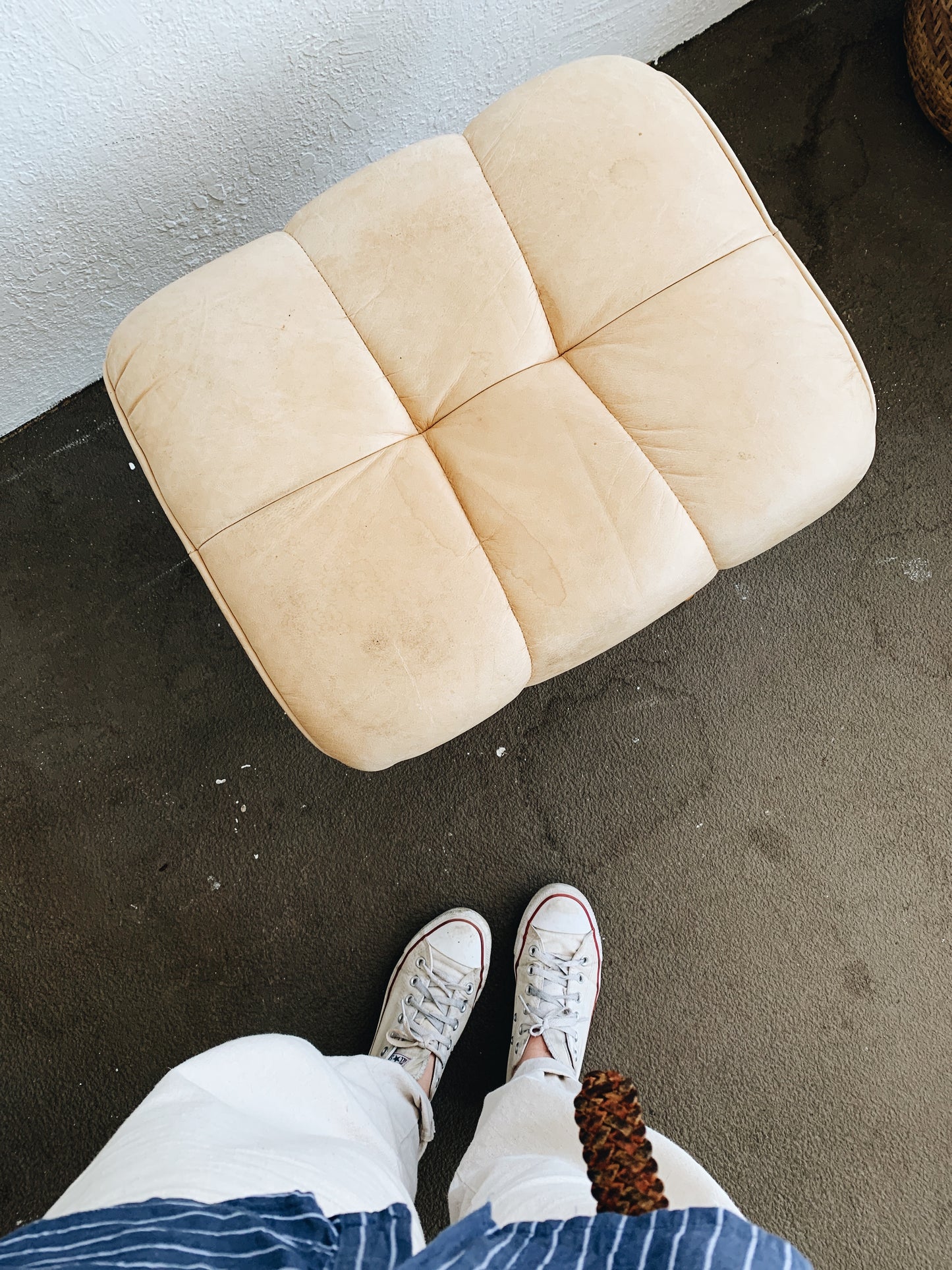 Vintage Leather Ottoman