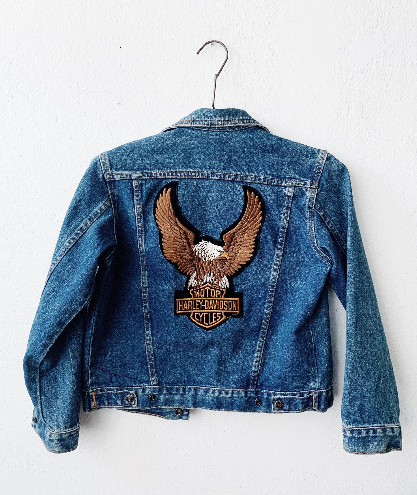 Denim Jacket with Large Harley Patch