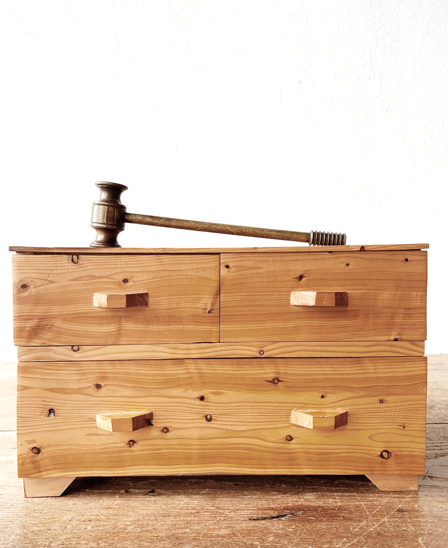 Vintage Handmade Pine Chest / Jewelry Box