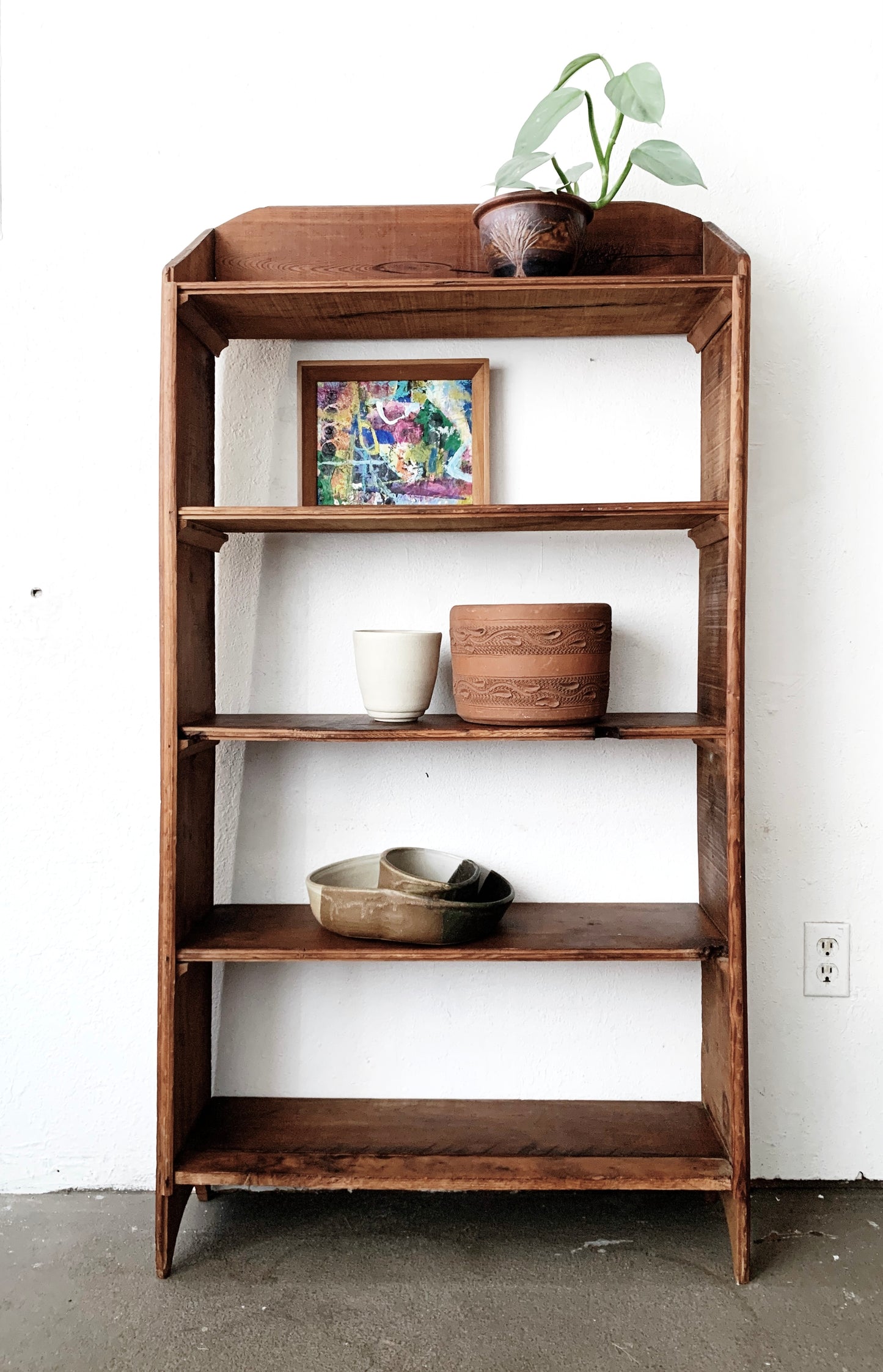 Vintage Handbuilt Tall Wood Shelf