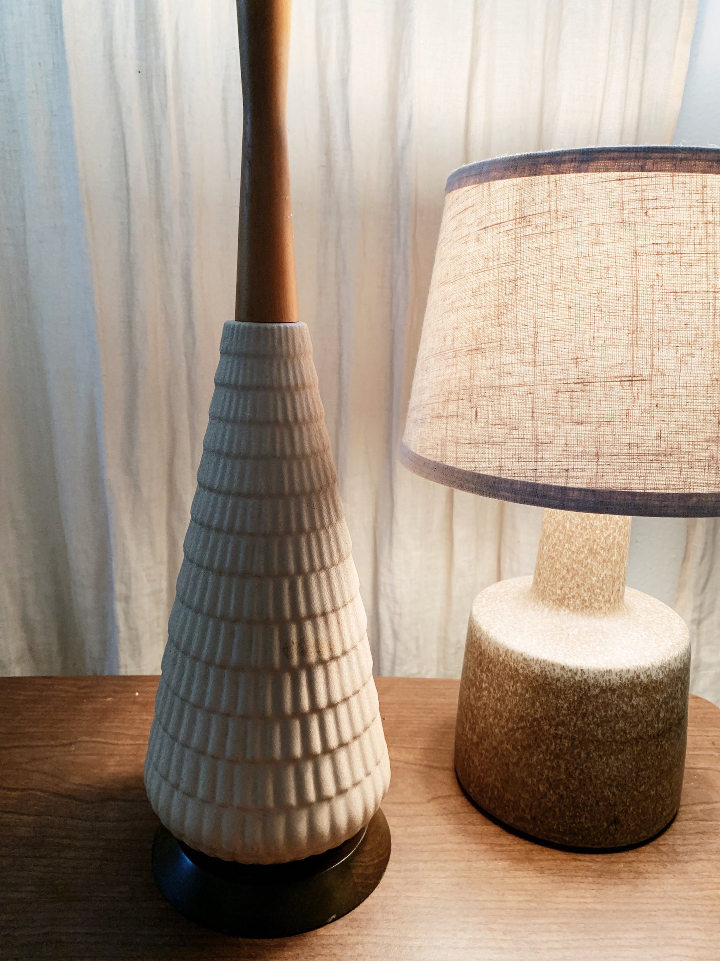 Mid Century Ceramic and Wood Lamp
