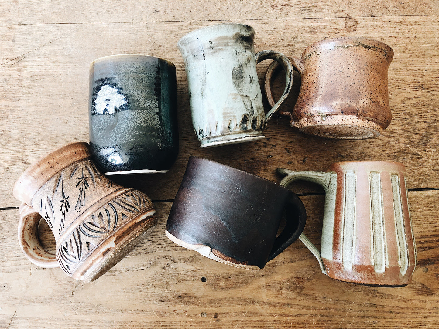 Vintage Handmade Stoneware Studio Mugs