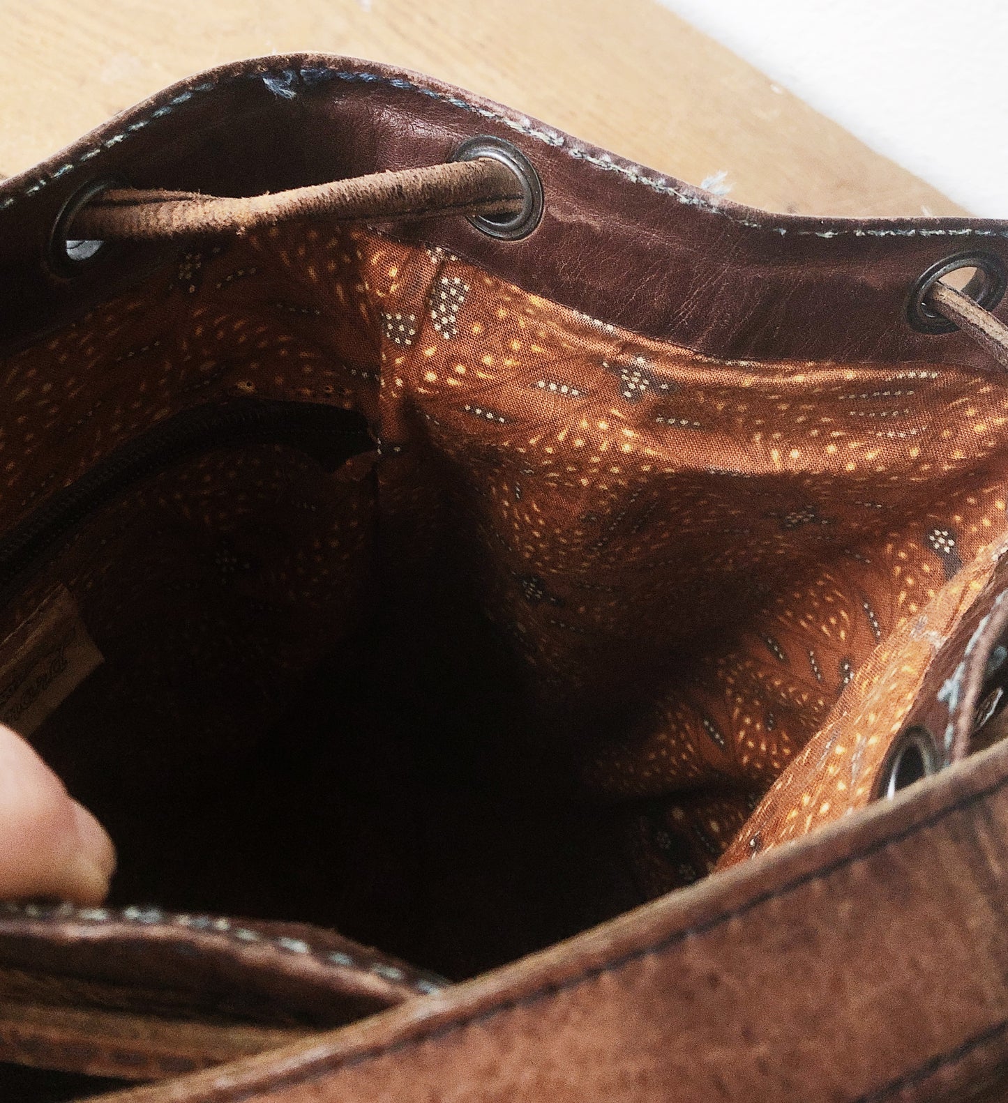 Vintage Woven and Leather Bucket Bag