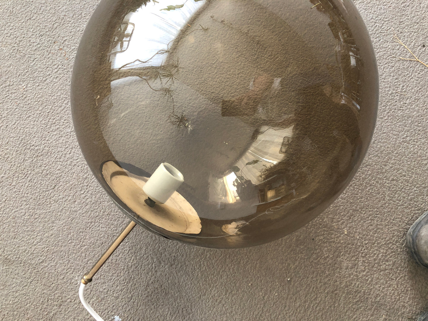 Giant Vintage Smoked Glass Pendant Lamp