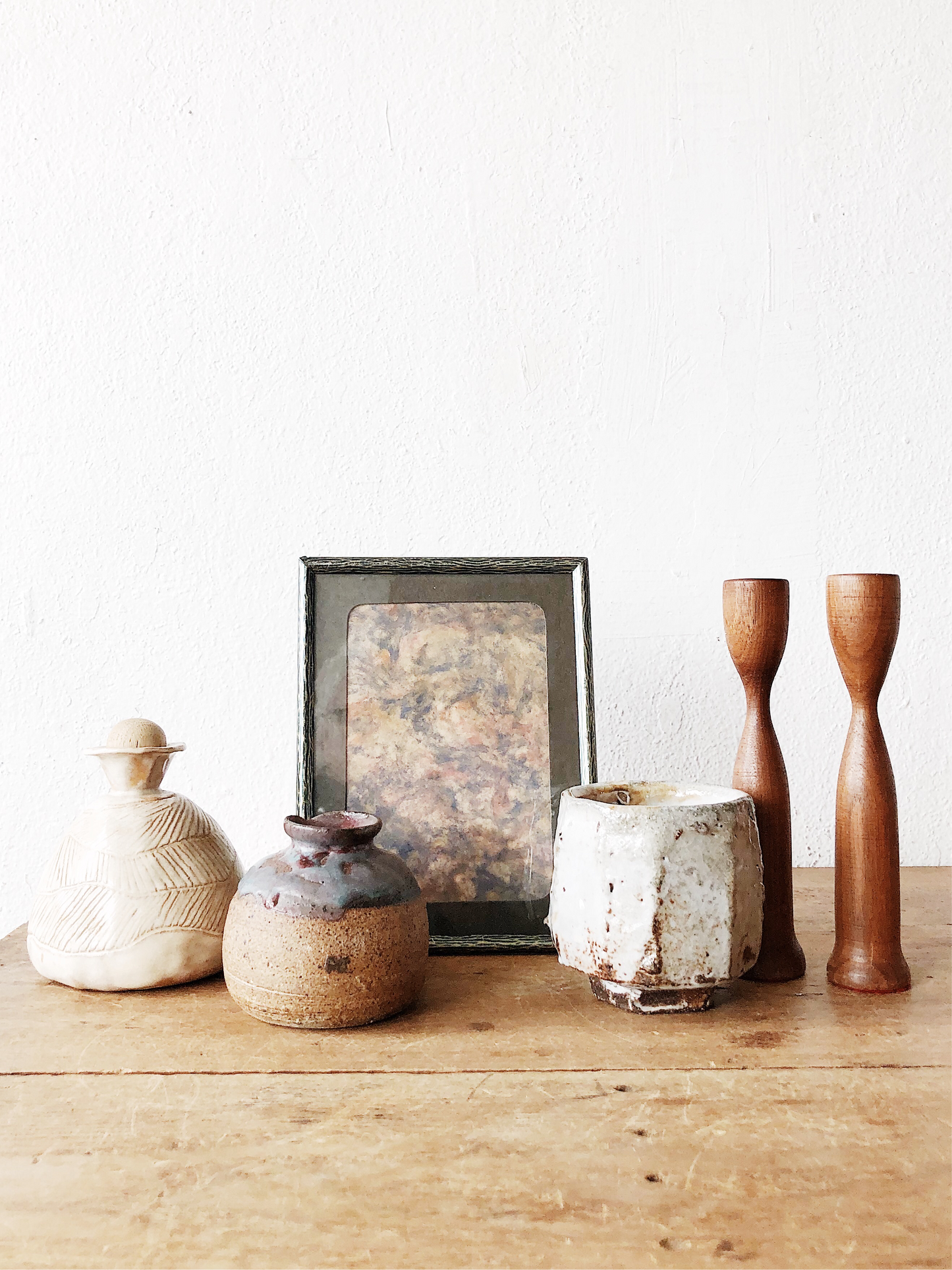Vintage Teak Candlesticks