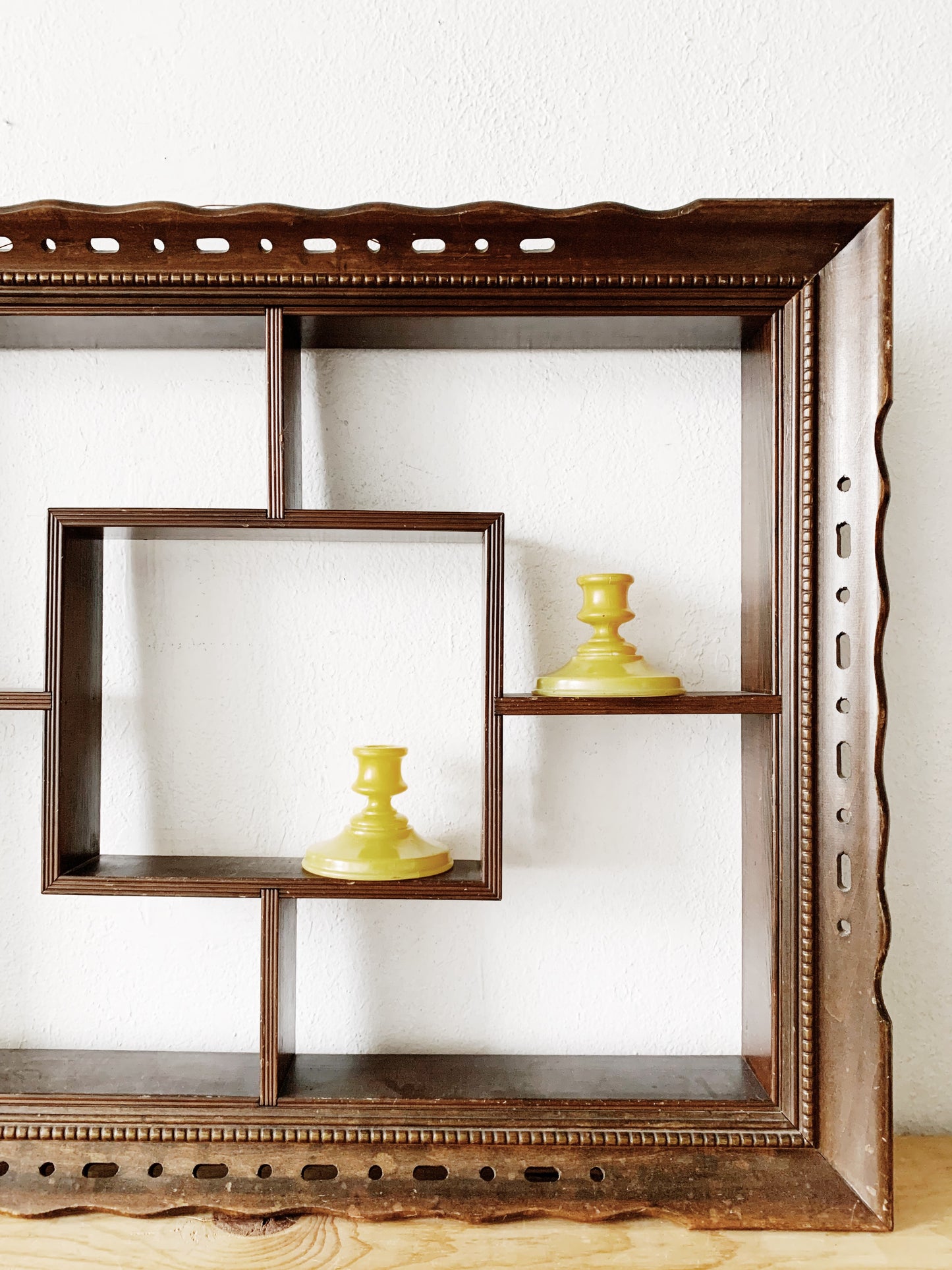 Large Mid Century Wood Curio Shelf