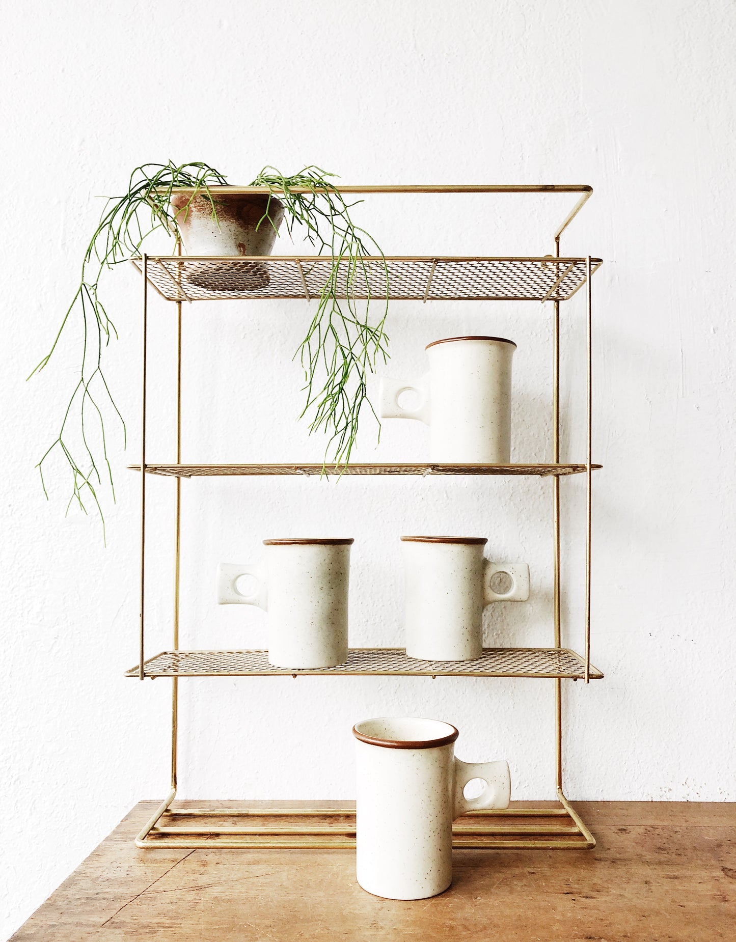 Vintage Mesh Goldtone Wall Shelf