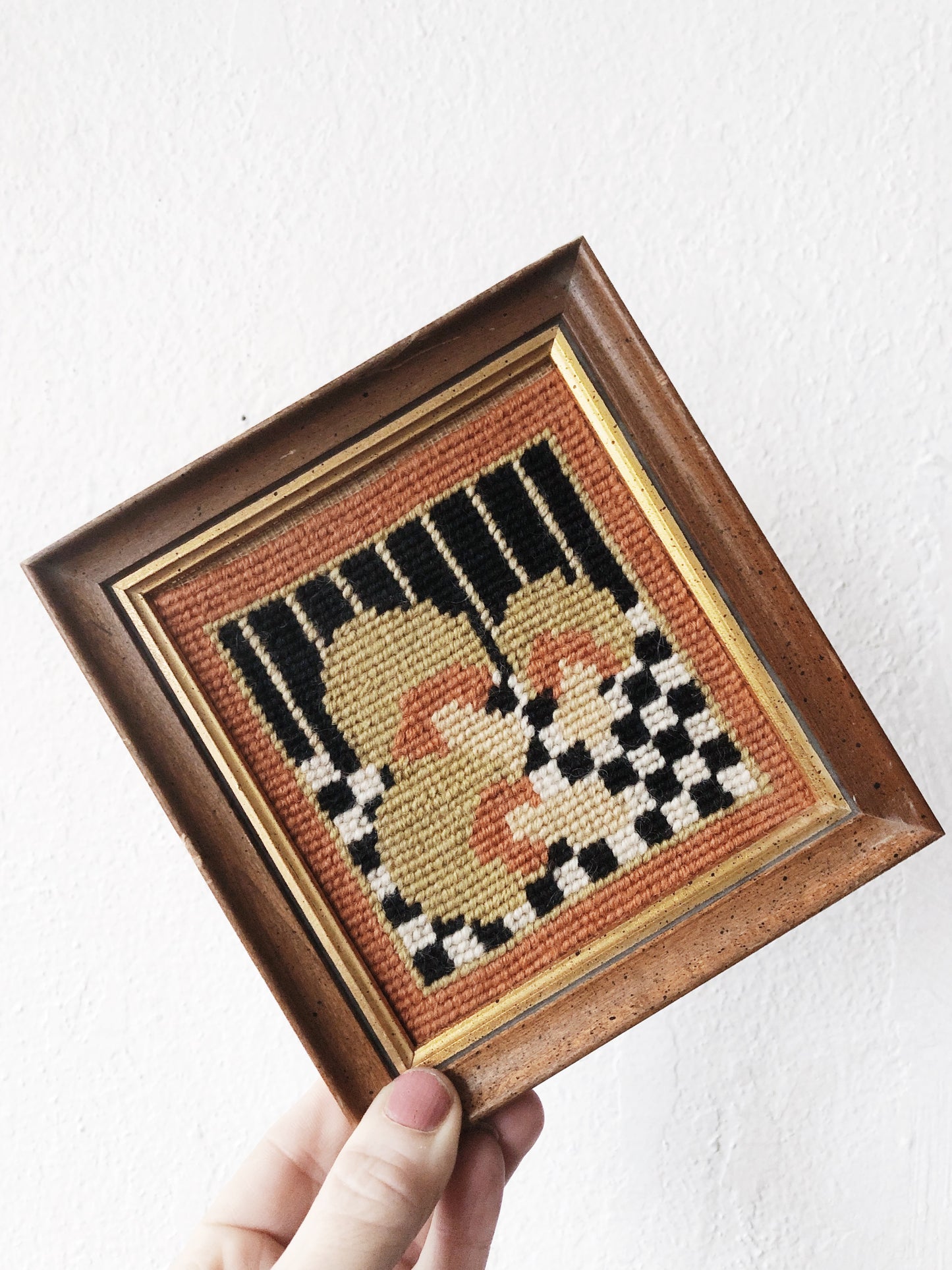 Vintage Framed Mushroom Needlepoint
