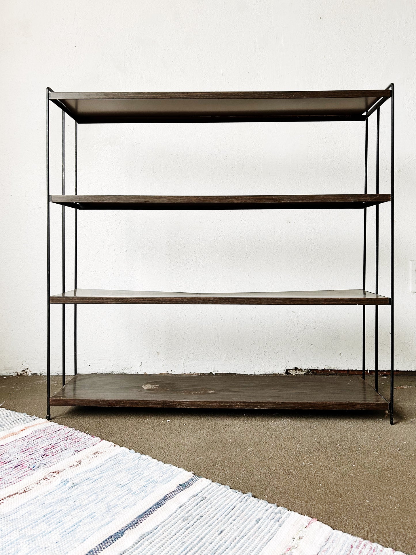 Mid Century Metal Faux Bois Shelf