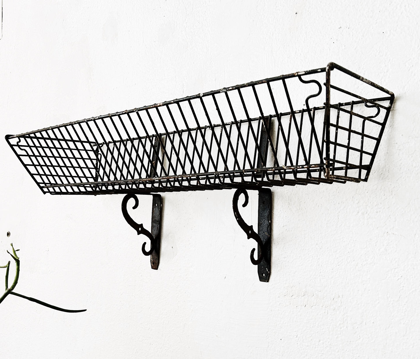 Vintage Metal Basket Shelf