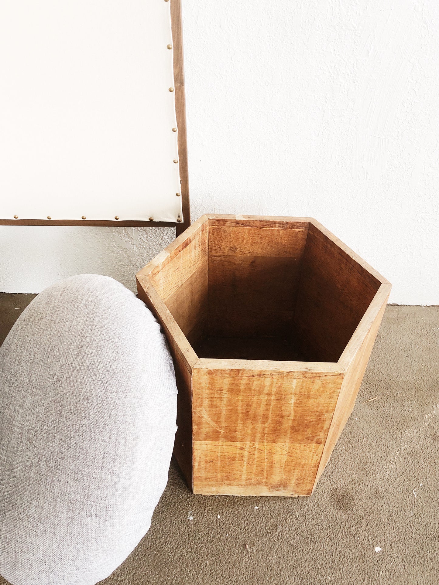 Vintage Hexagonal Storage Bin Stool