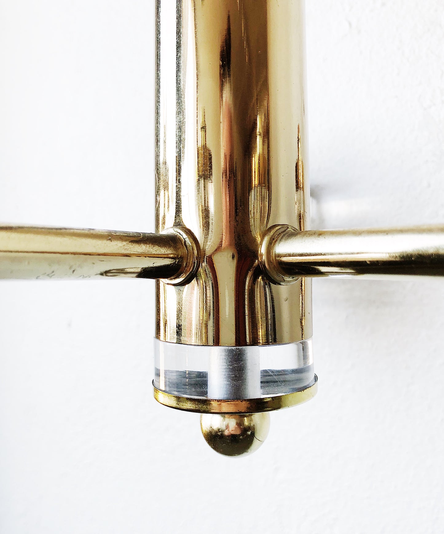 Mid Century Lucite and Brasstone Chandelier