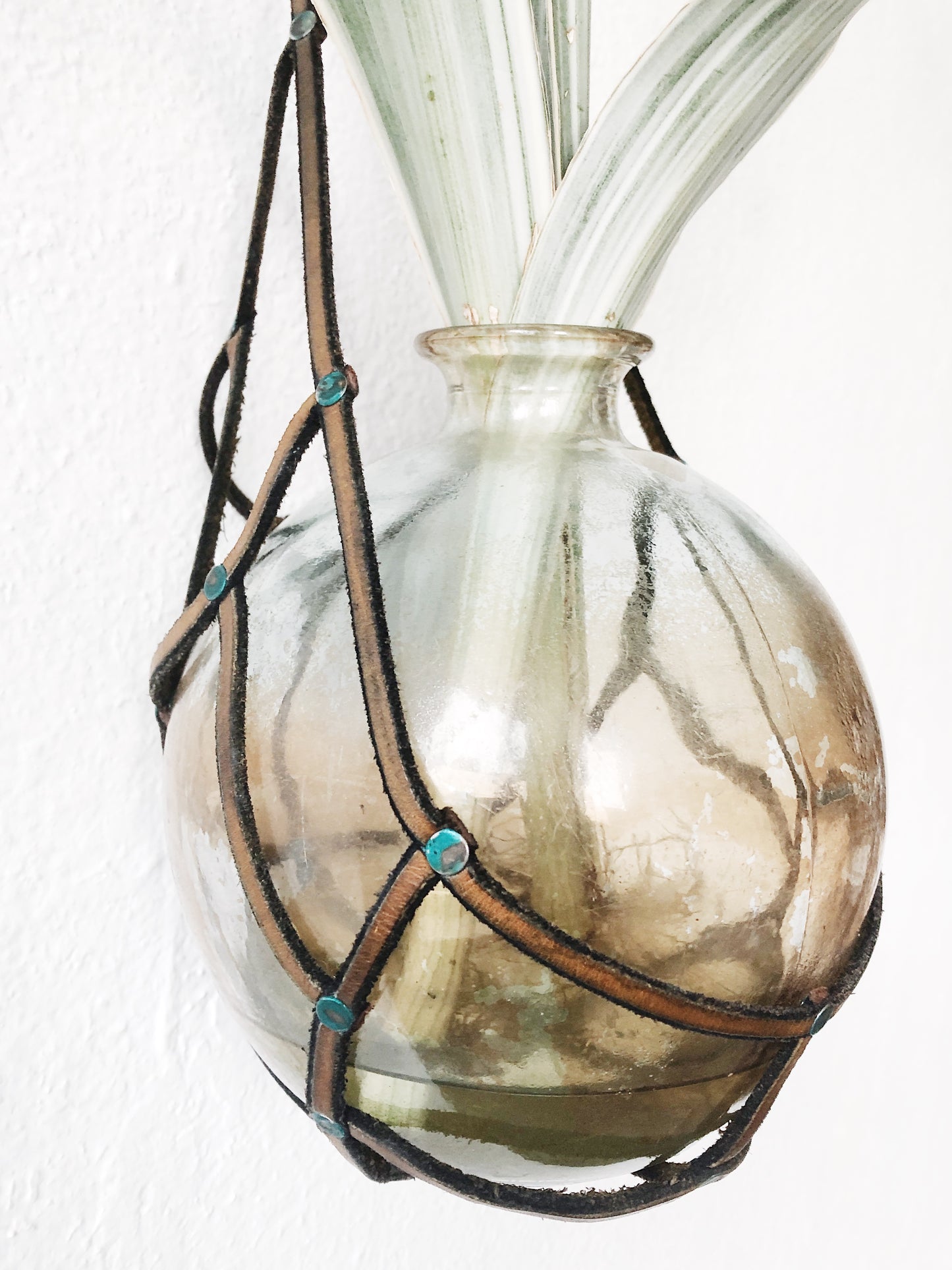 Vintage Leather and Glass Plant Propagator