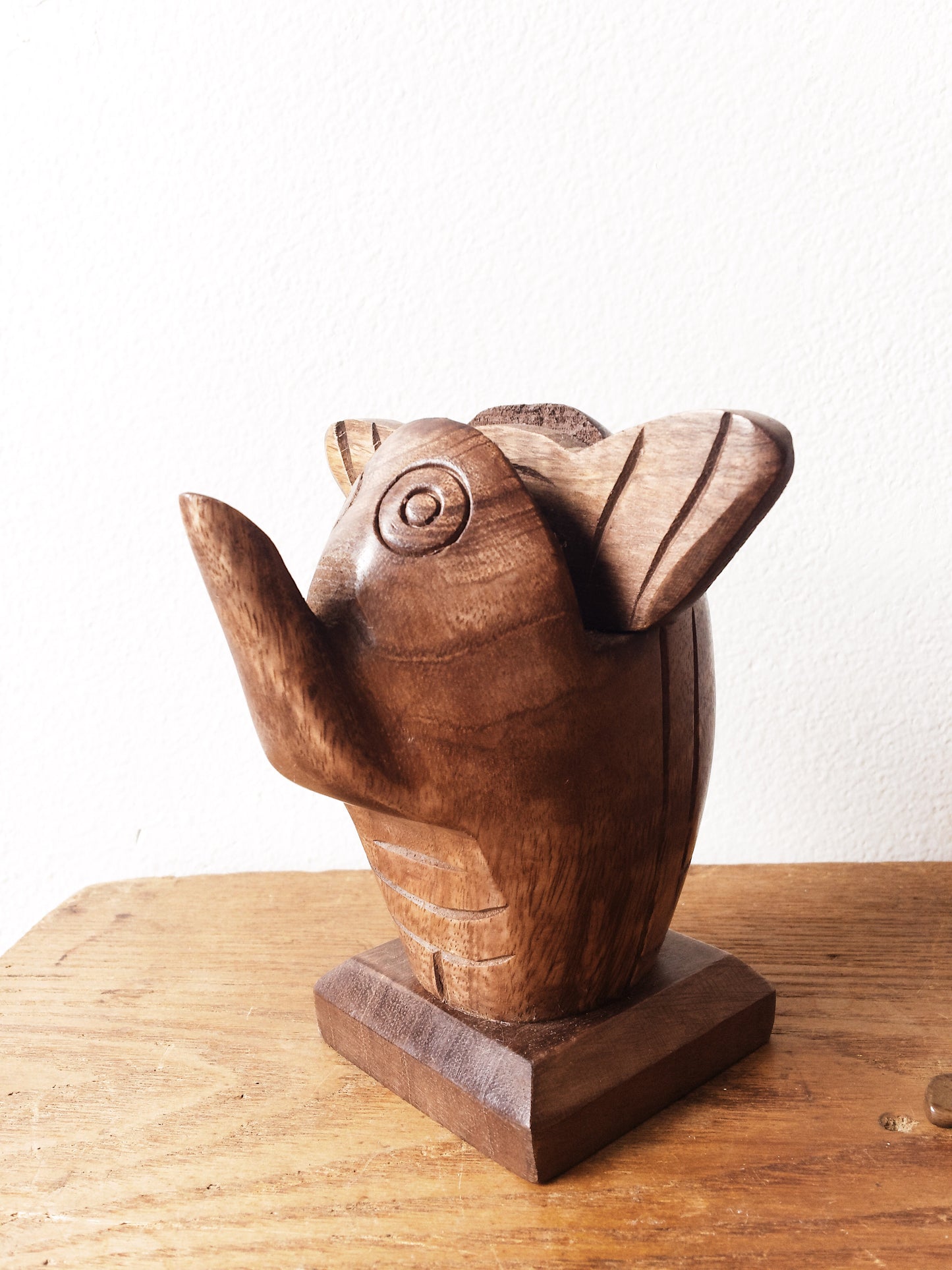 Carved Wood Eyeglass Holder