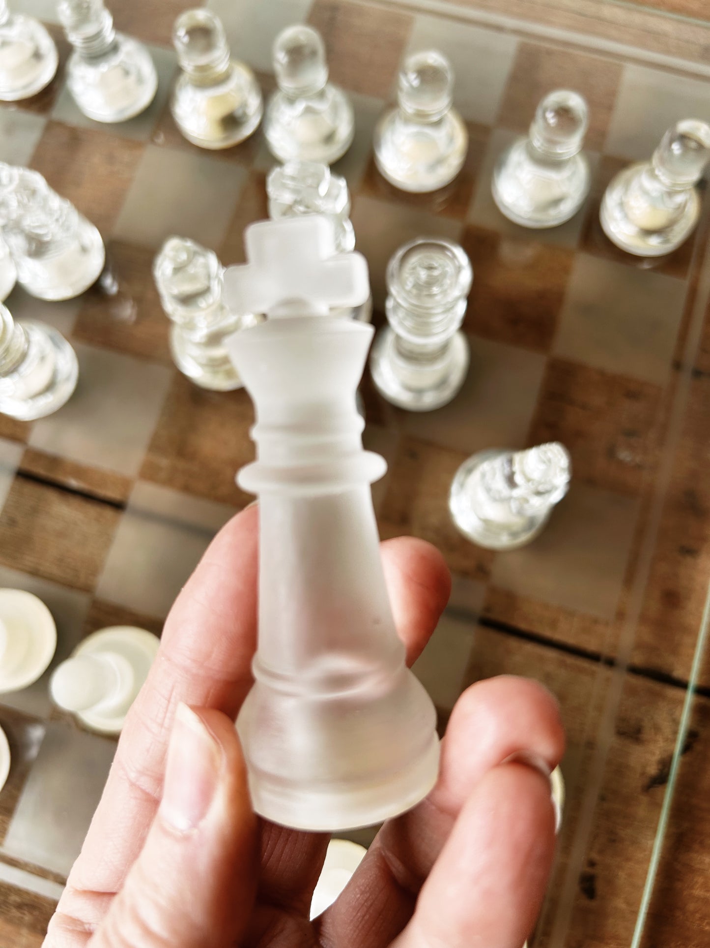 Vintage Crystal Chess/Checkers Set