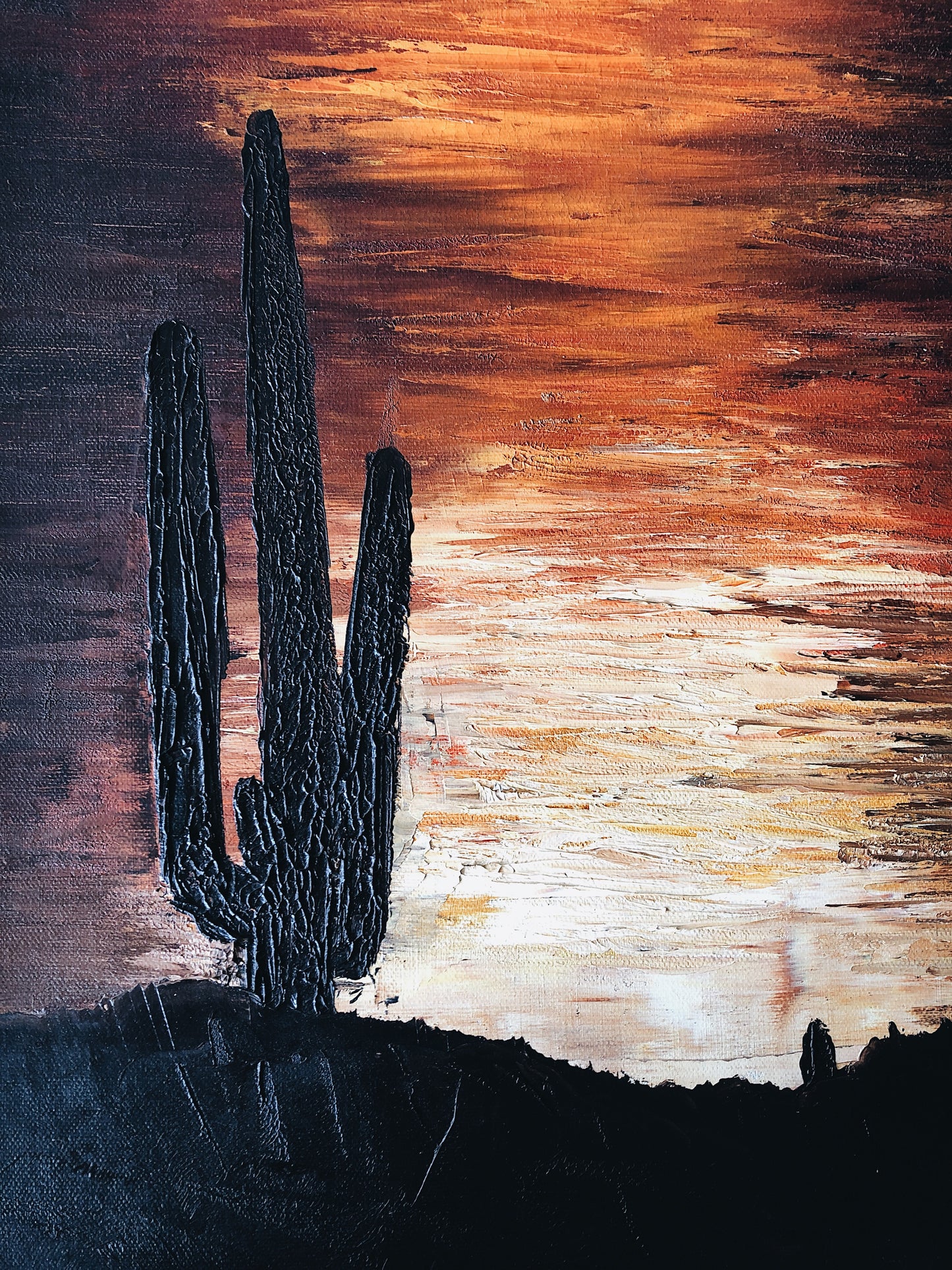 Stunning Vintage Desert Sunset Painting