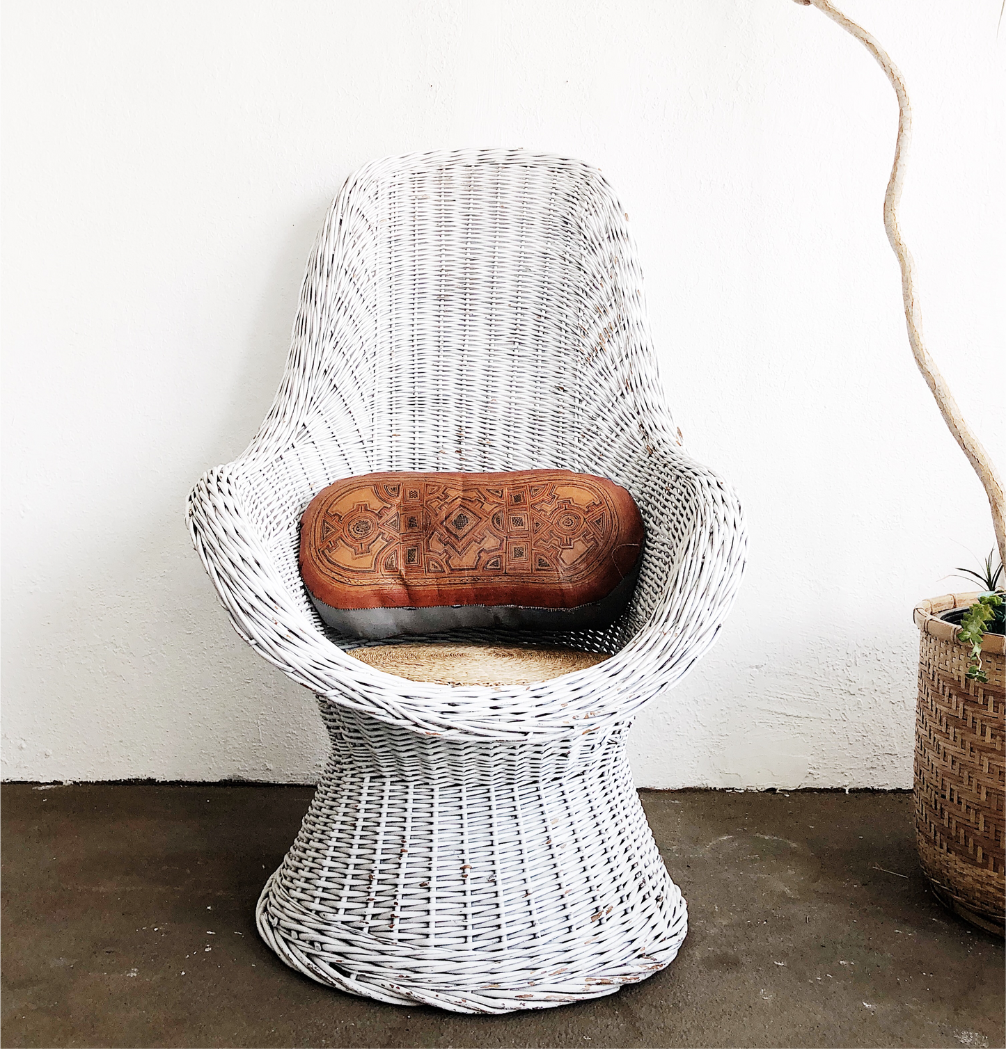 Moroccan Leather and Silk Cushion