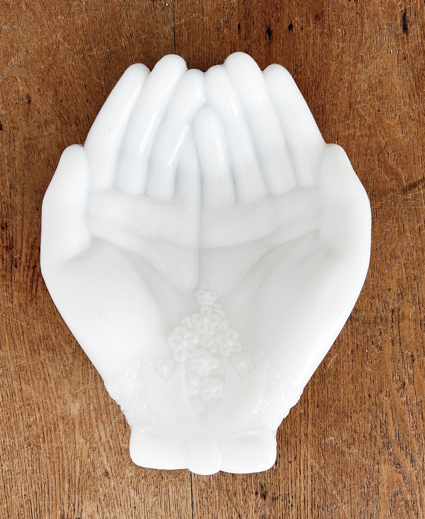 Vintage Milk Glass Hands Dish