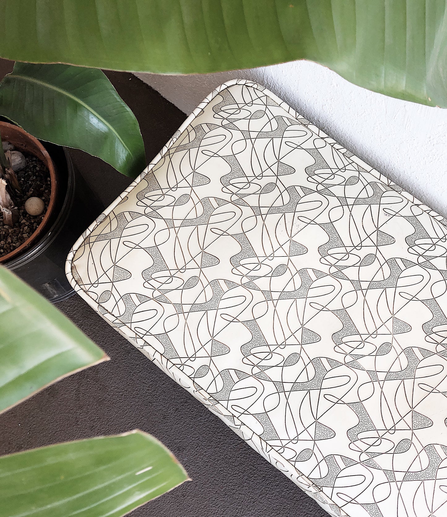 Vintage Mid Century Upholstered Bench