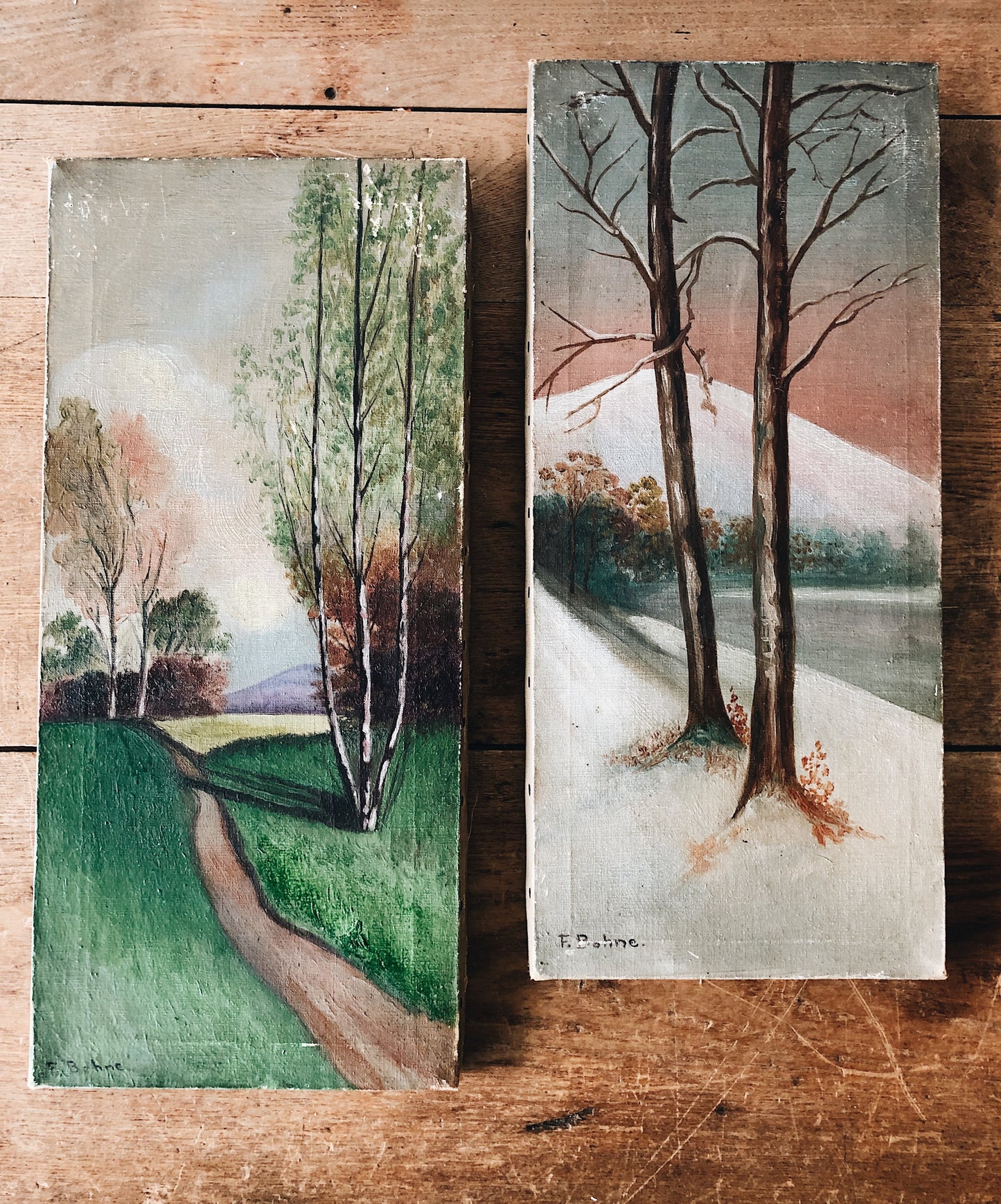 Vintage Winter / Spring Landscape Painting