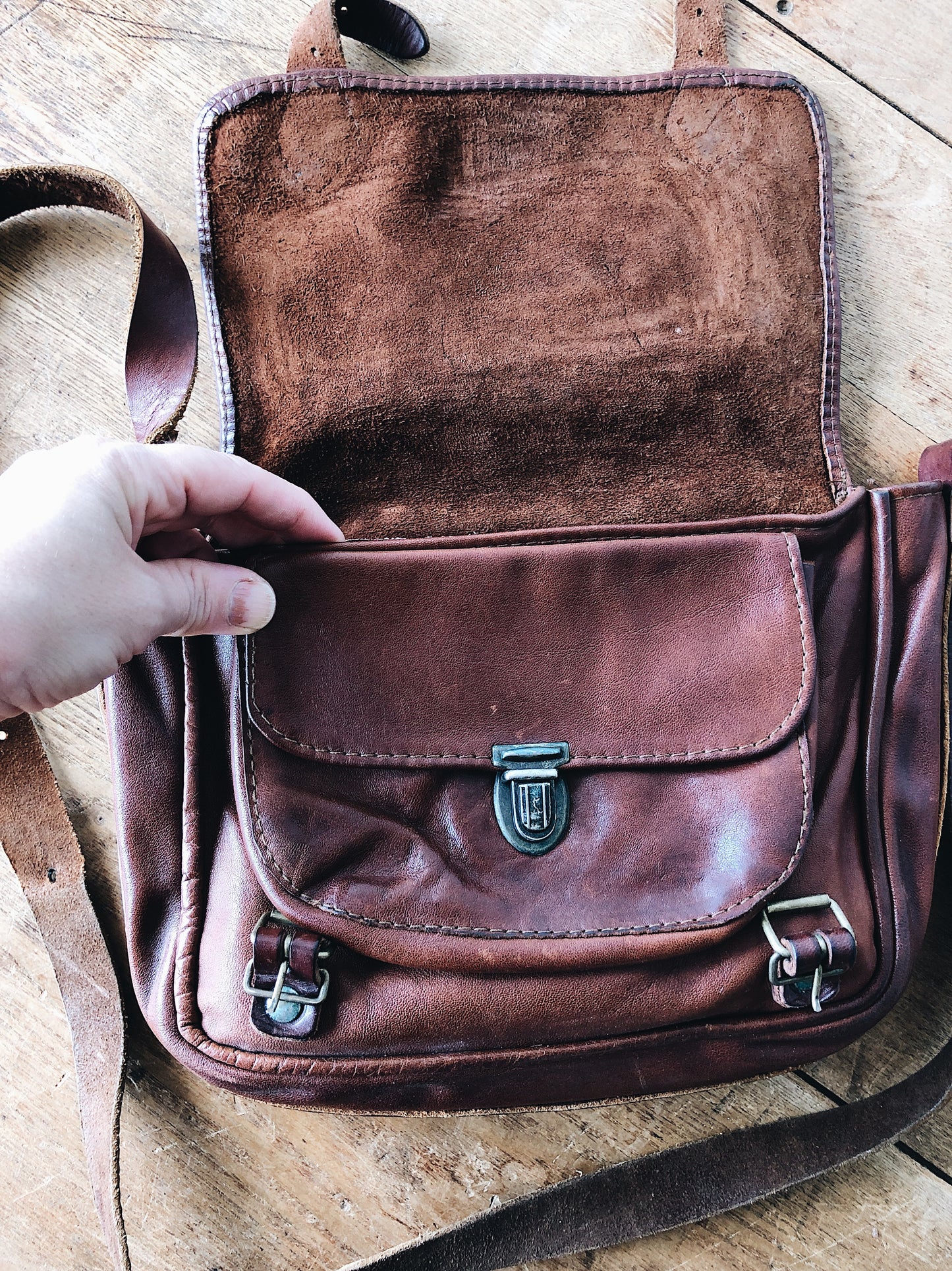 Vintage Leather Cross Body Bag