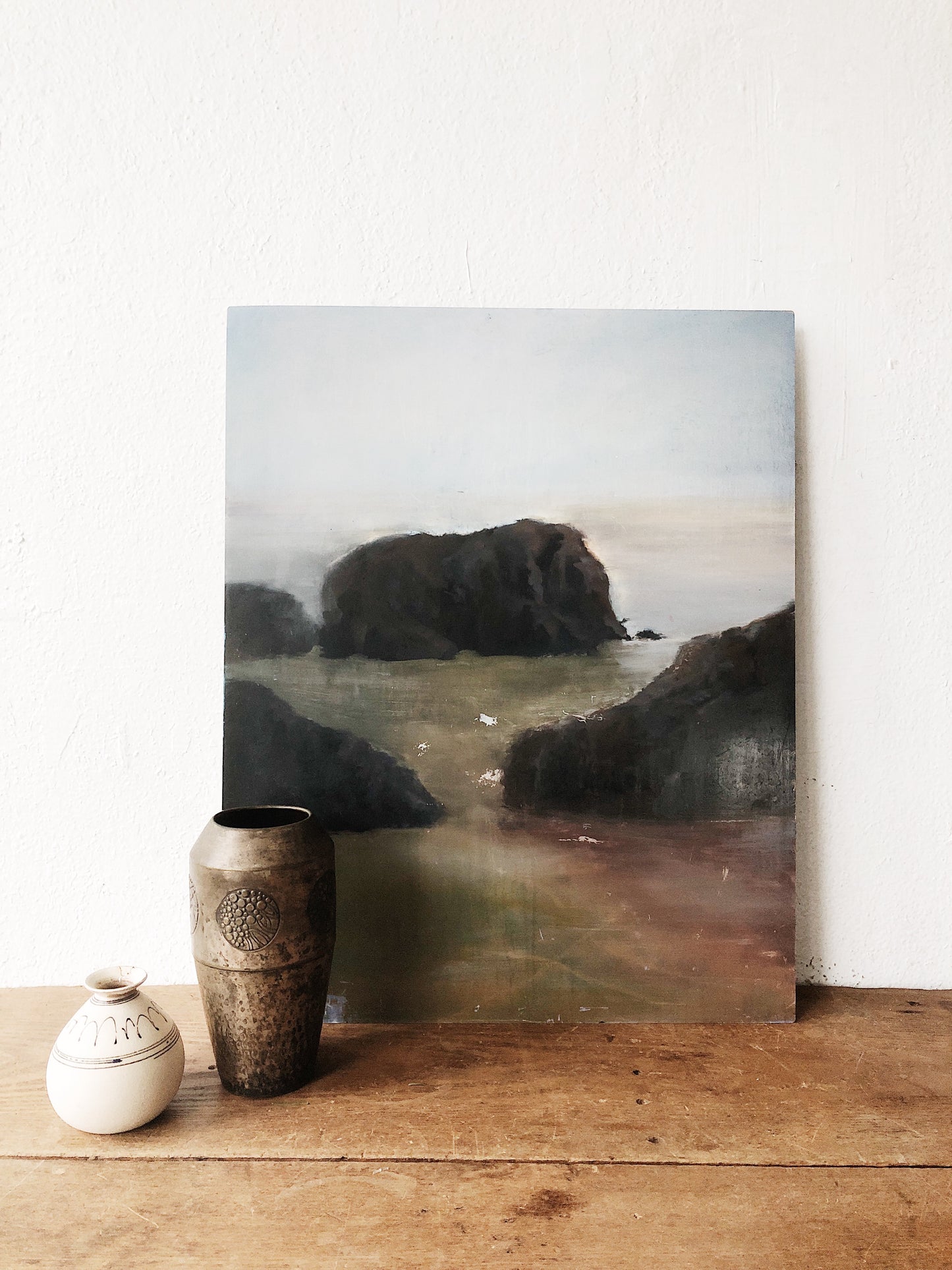 Painted Foggy Landscape on Metal