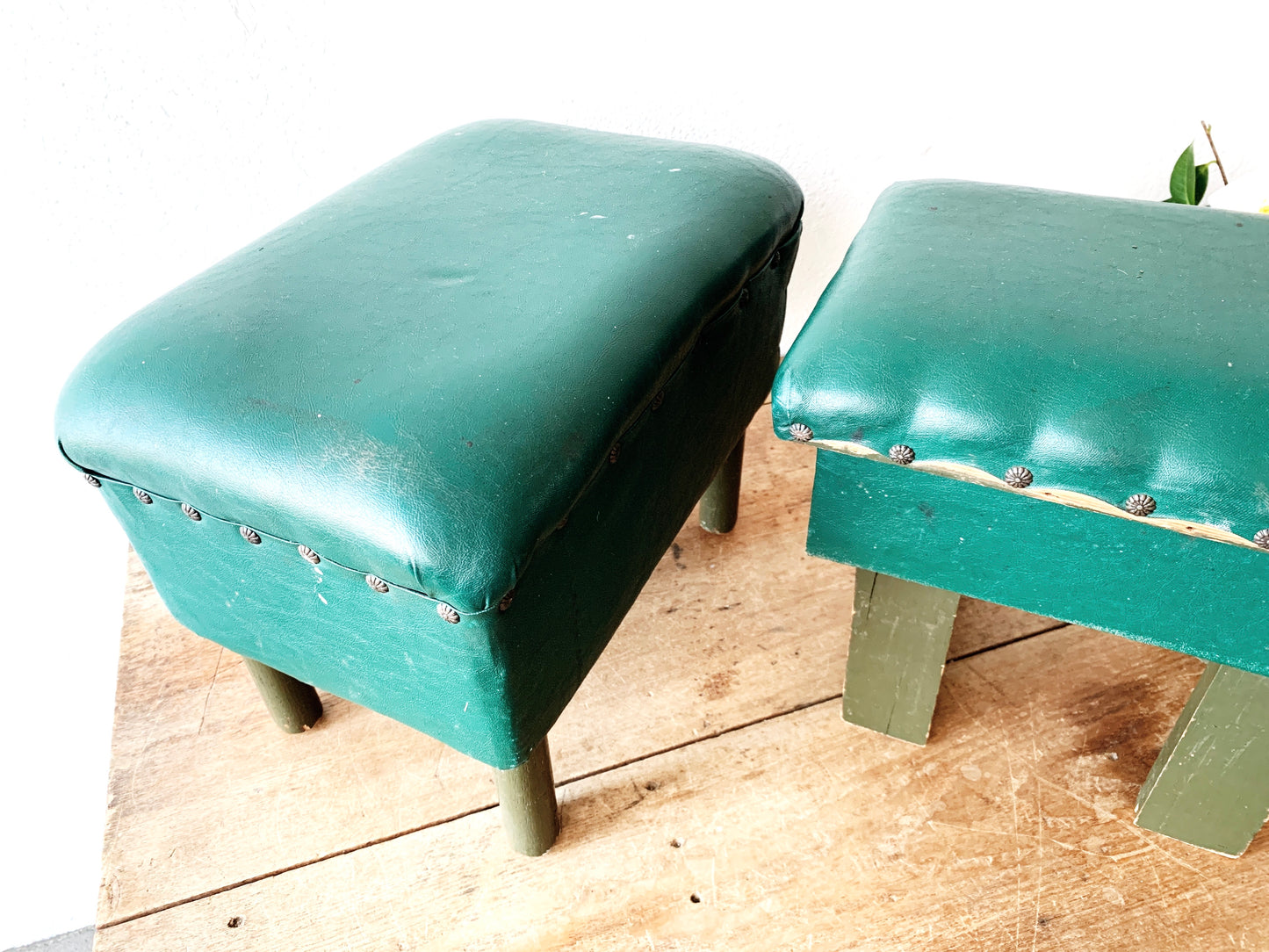 Vintage Handmade Naugahyde Stool