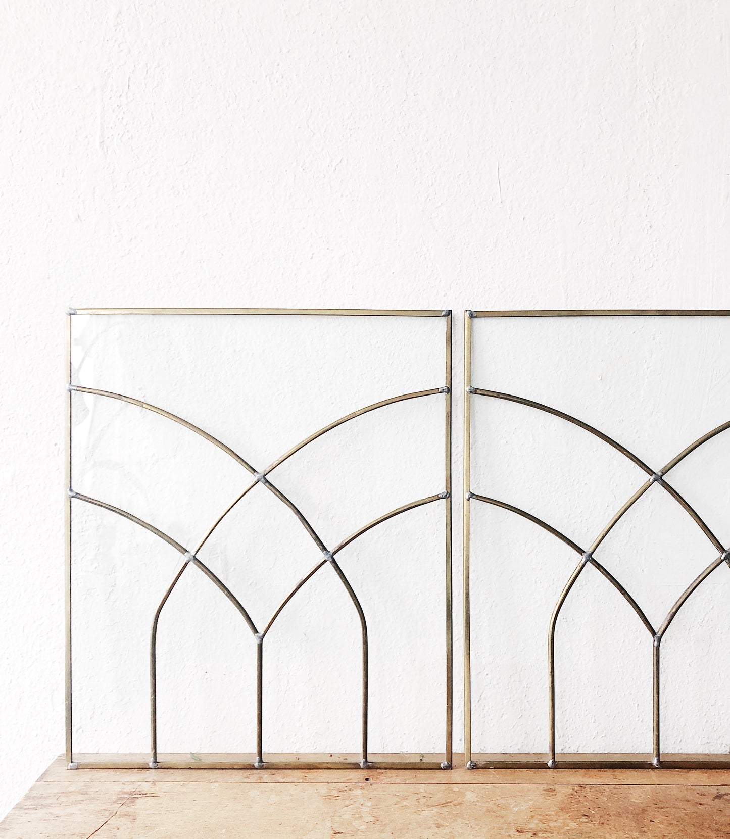 Vintage Leaded Brass Window - single