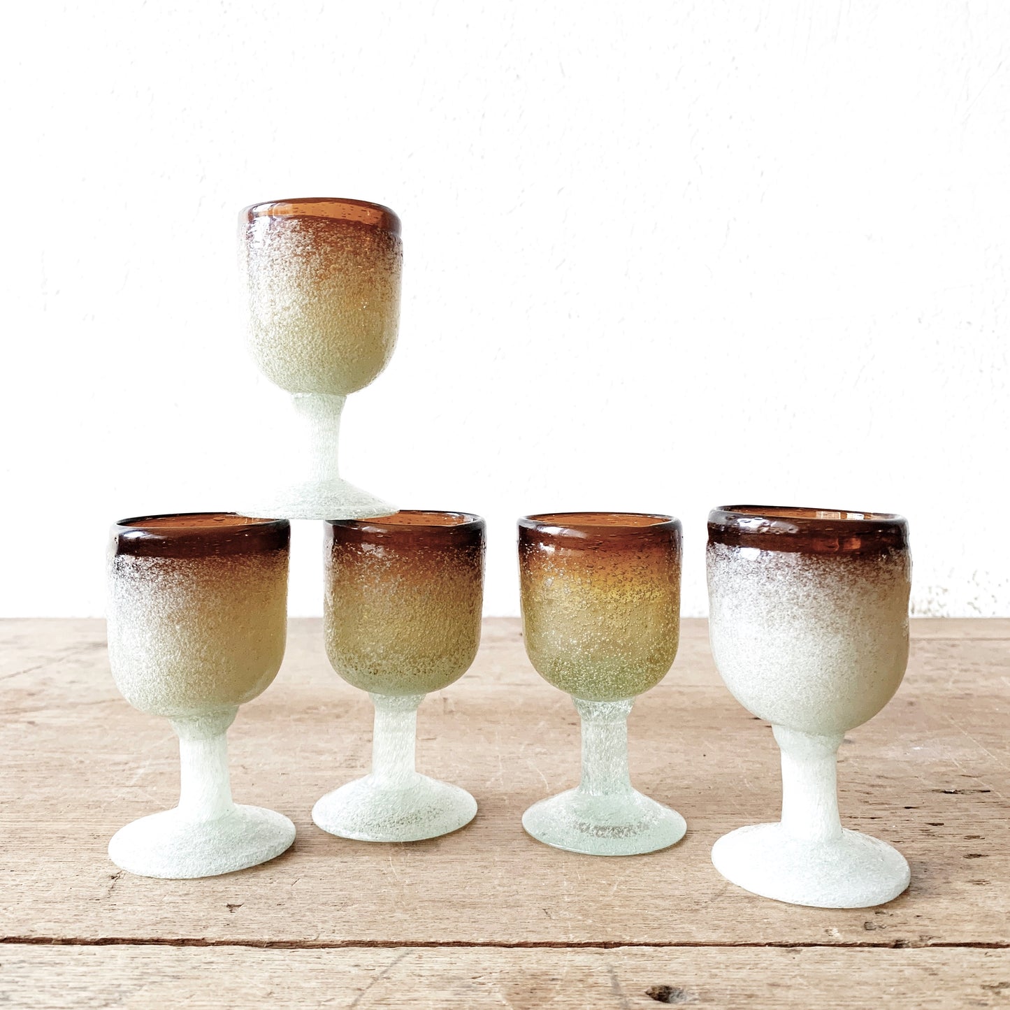 Hand blown Glass Aperitif Glasses Set of Five