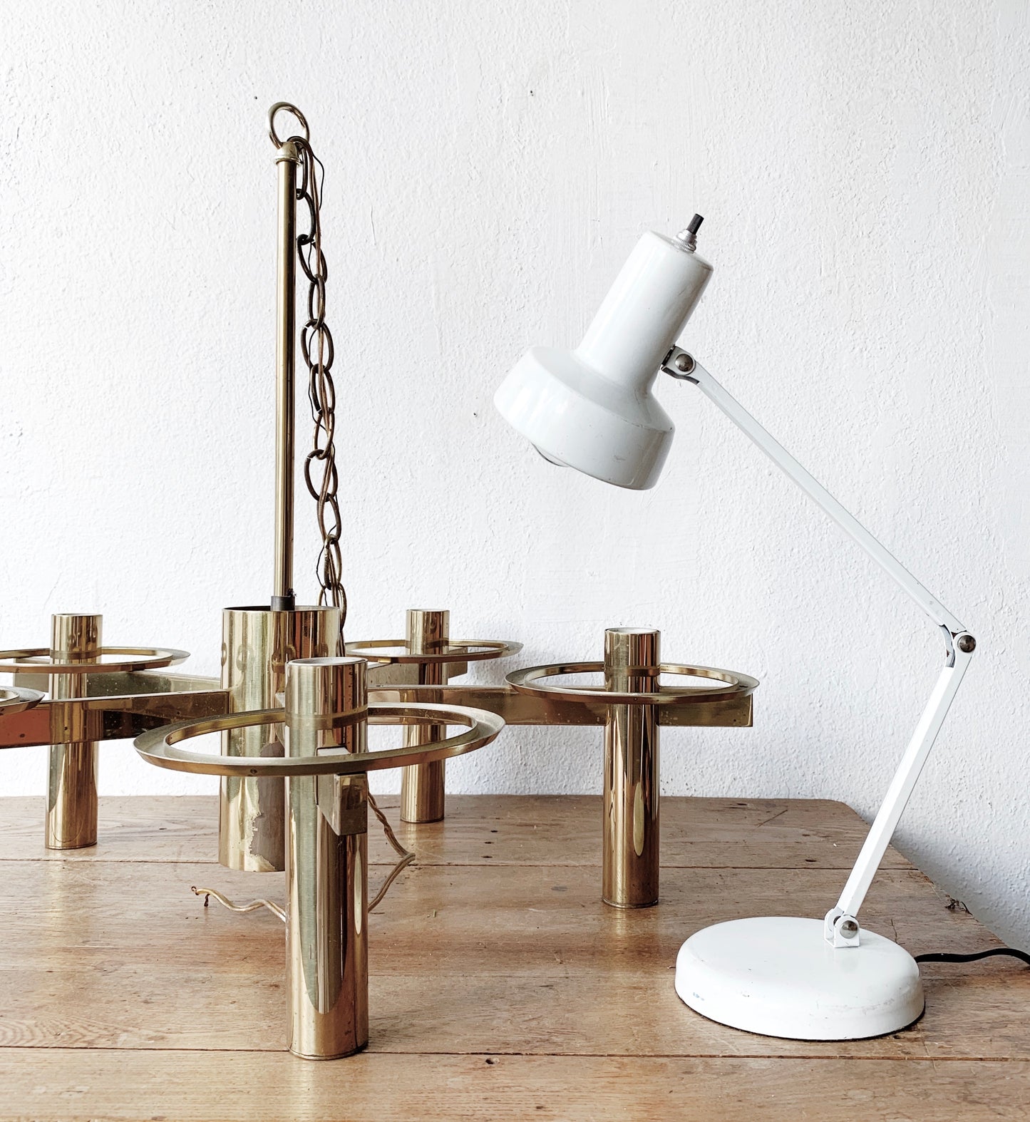 Mid Century White Metal Ledu Task Light