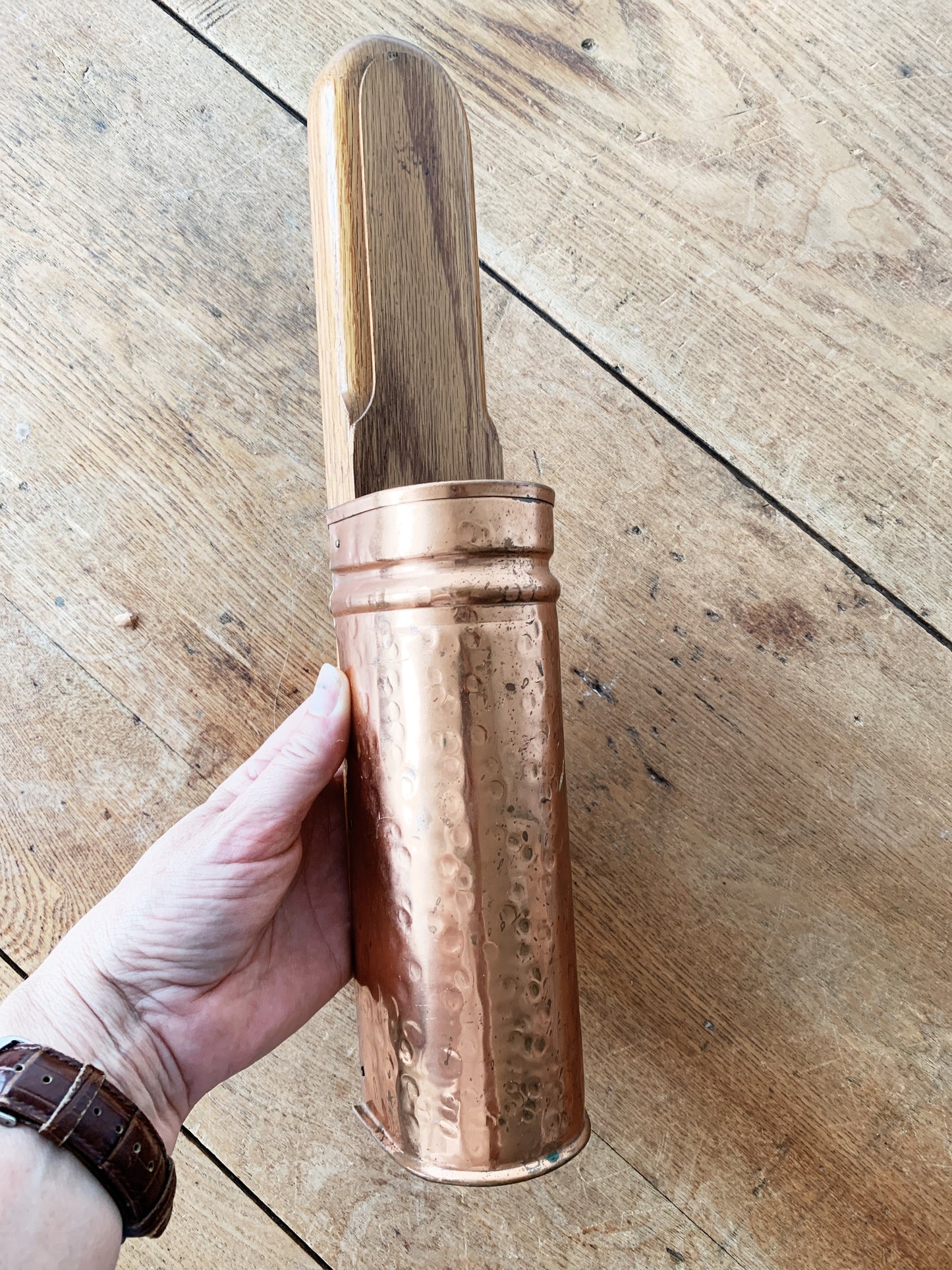 Copper and Wood Matchstick Holder with Matches