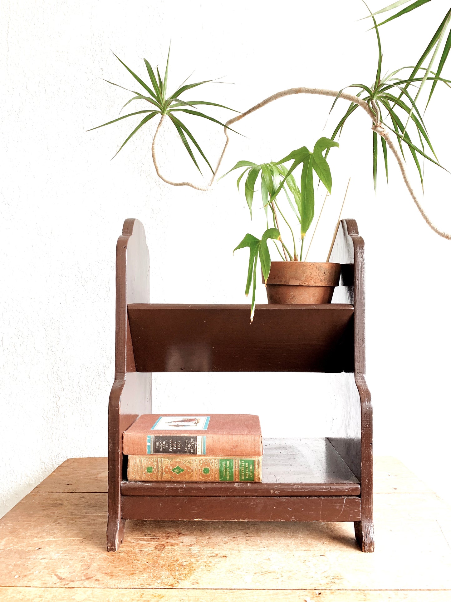 Vintage Solid Wood Small Book Shelf