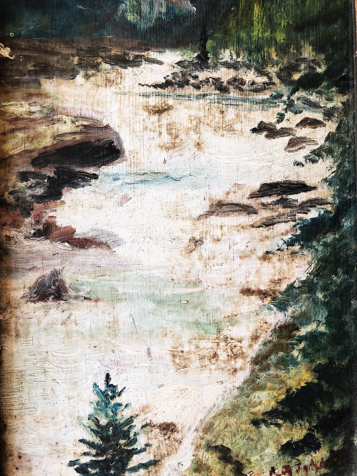 Antique Oil Landscape on Board