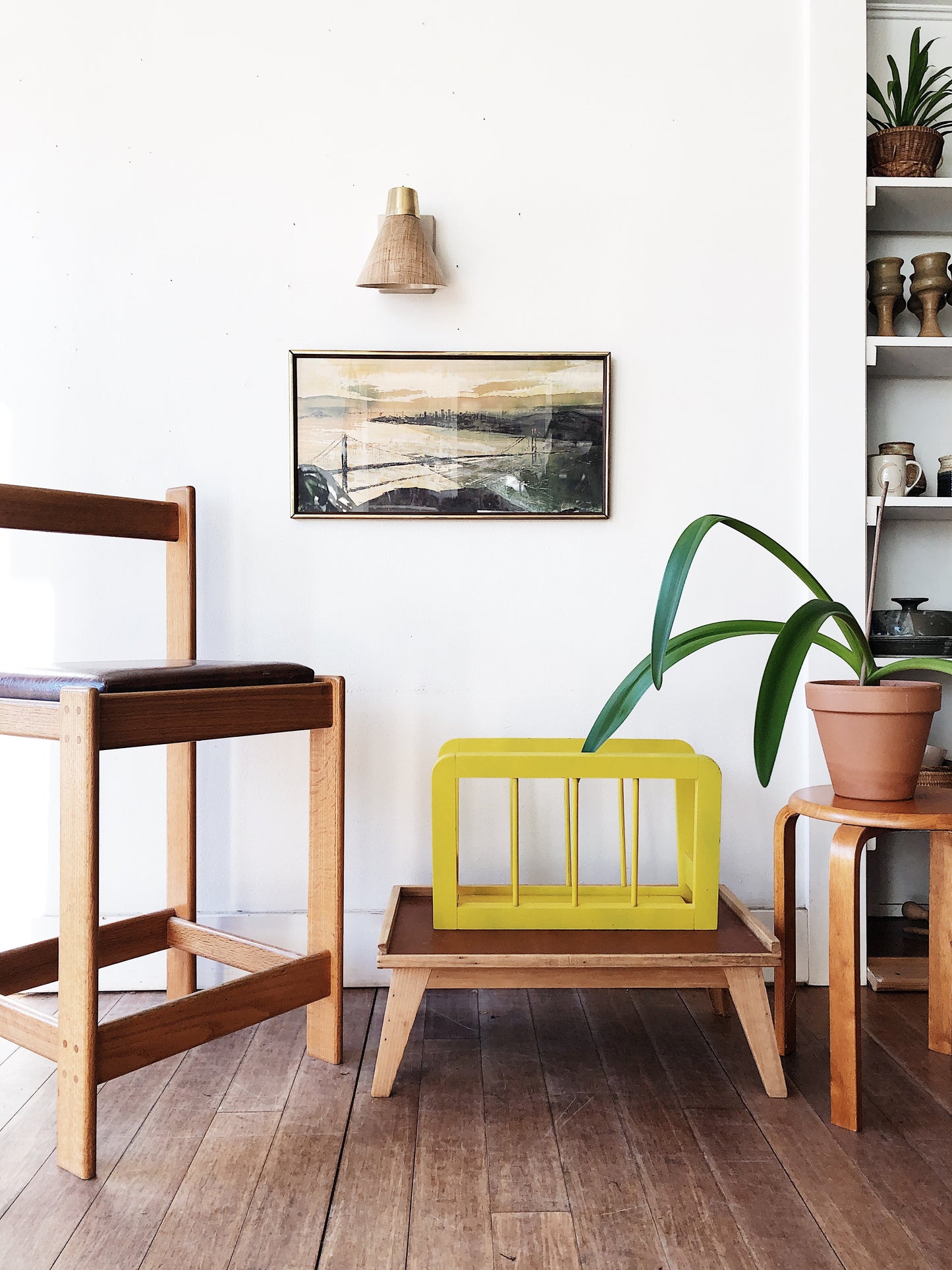 Vintage Acid Yellow Media Rack