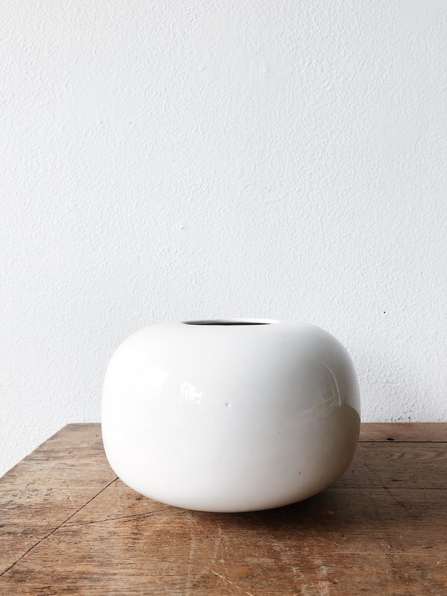 Vintage Mid Century White Ceramic Orb Vase