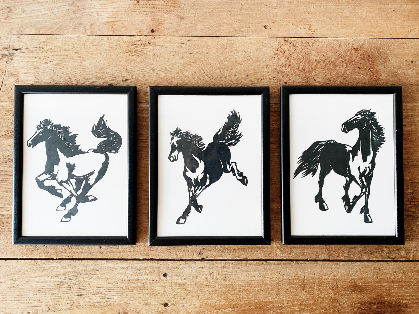 Vintage Framed Papercut Horses