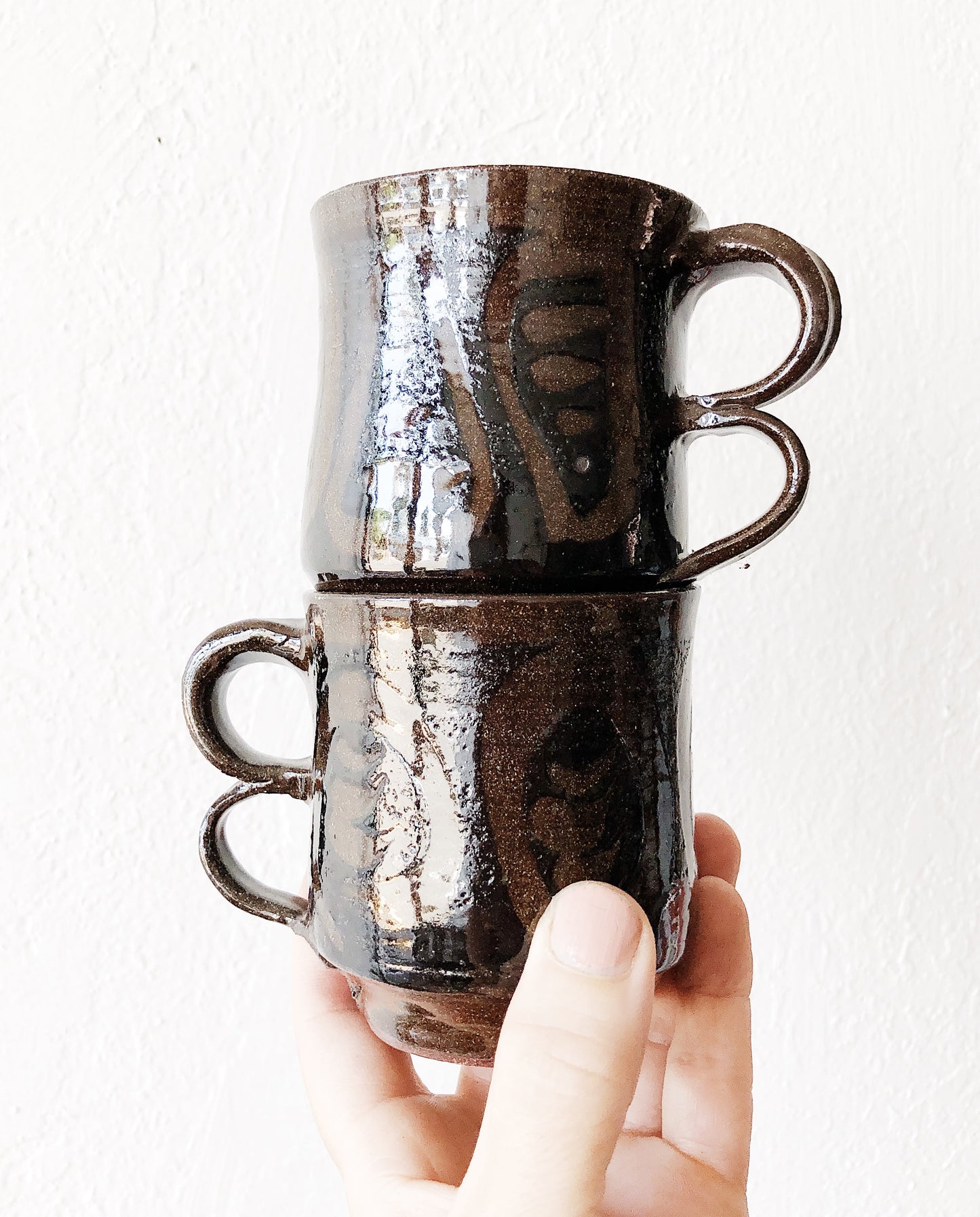 Pair of Handmade Trigger Handle Mugs