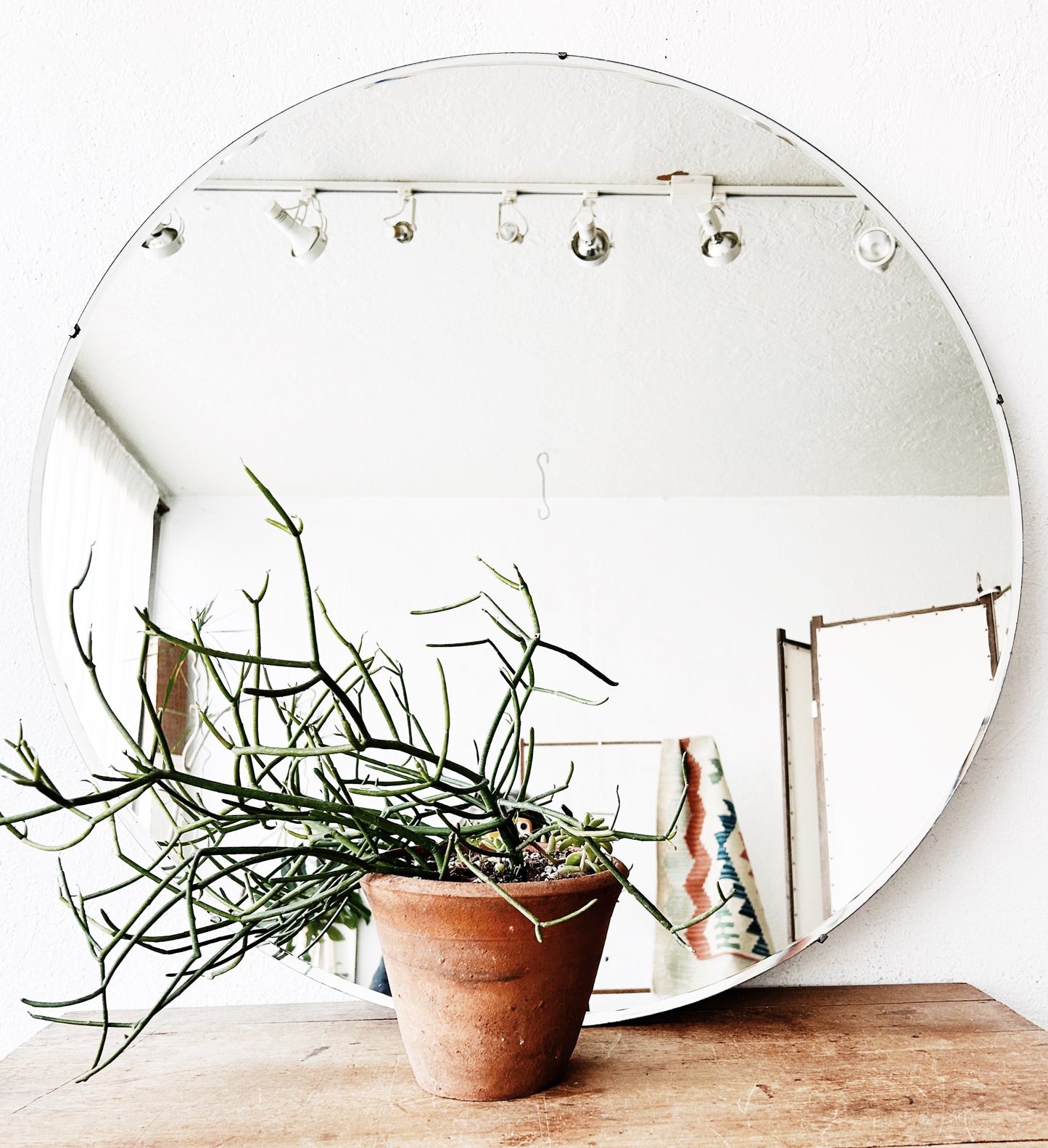 Large 34” Vintage Beveled Mirror