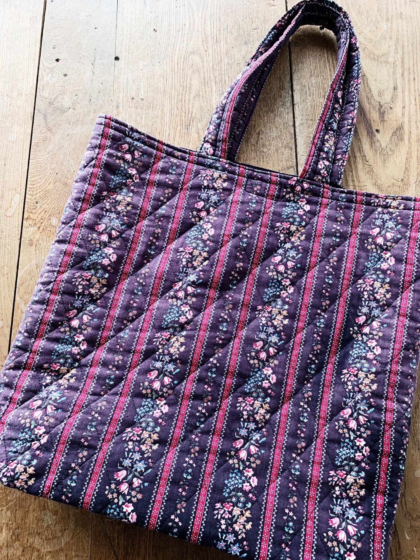 Vintage Handmade Quilted Tote