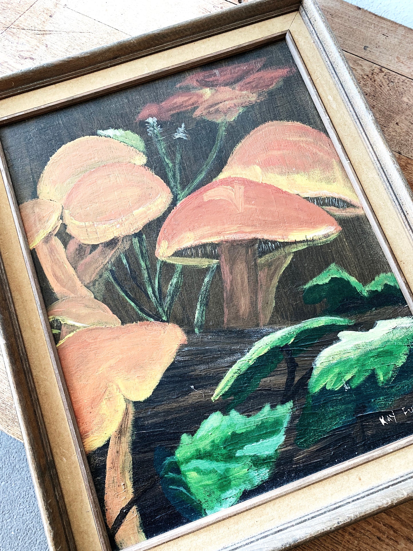 Vintage Framed Mushroom Painting