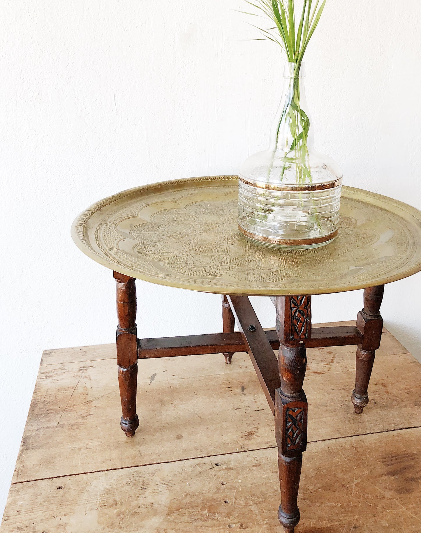 Antique Brass Side Tray Table