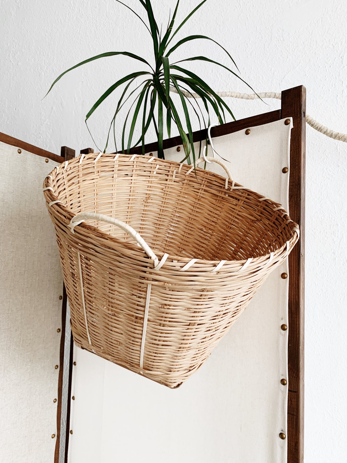 Vintage Tall Handled Basket