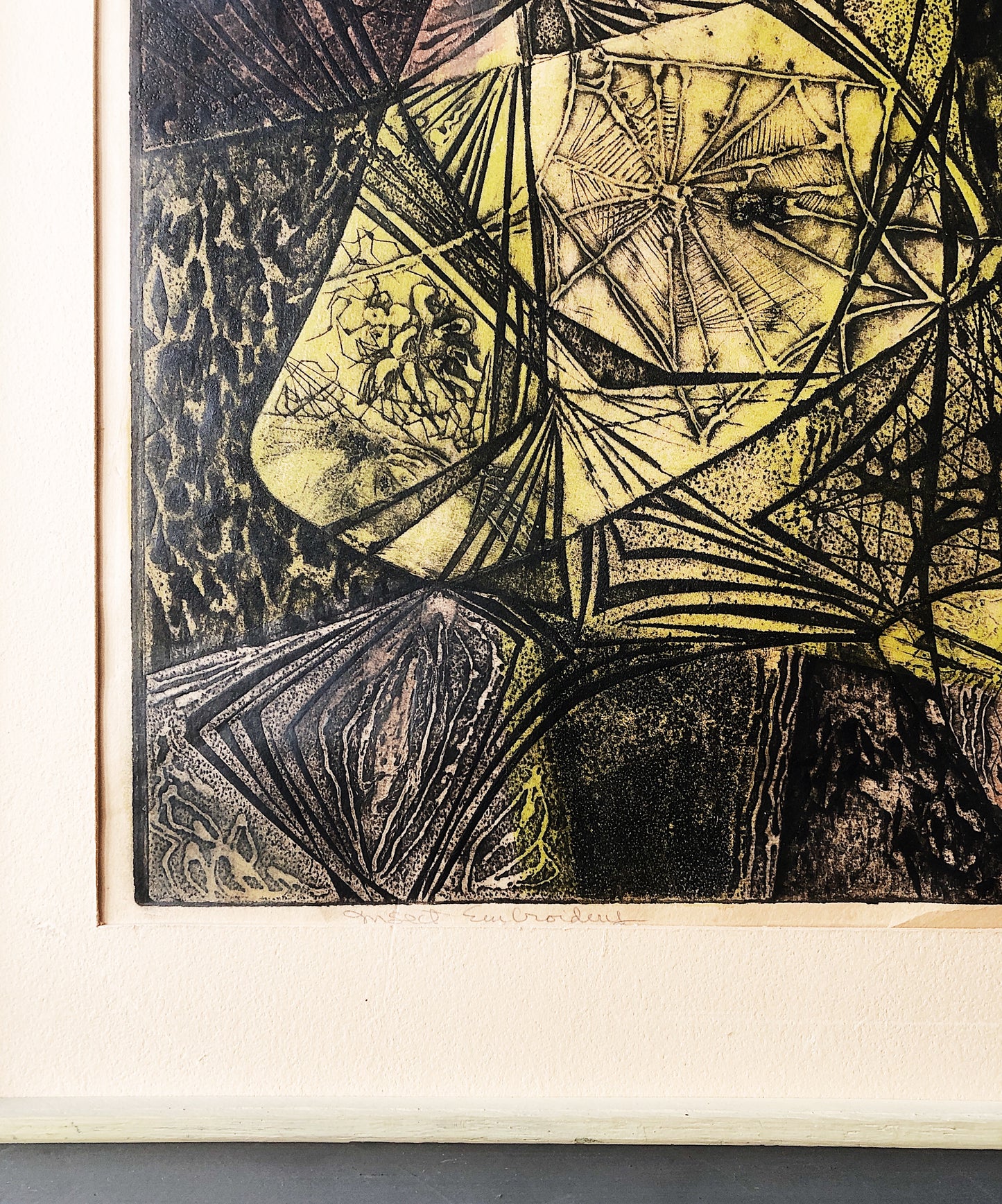 RESERVED Vintage Intaglio Collograph Print