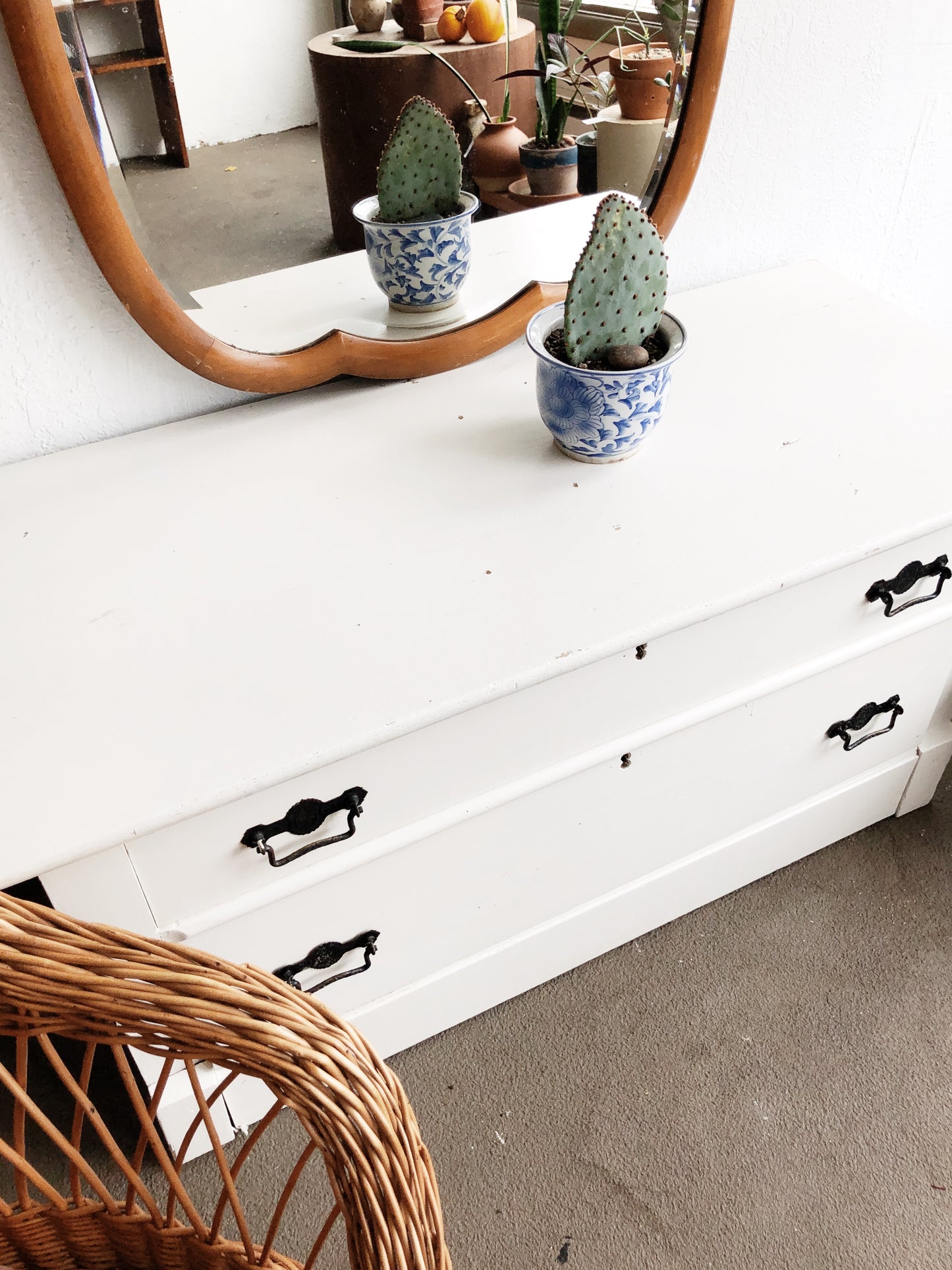Antique Low White Dresser
