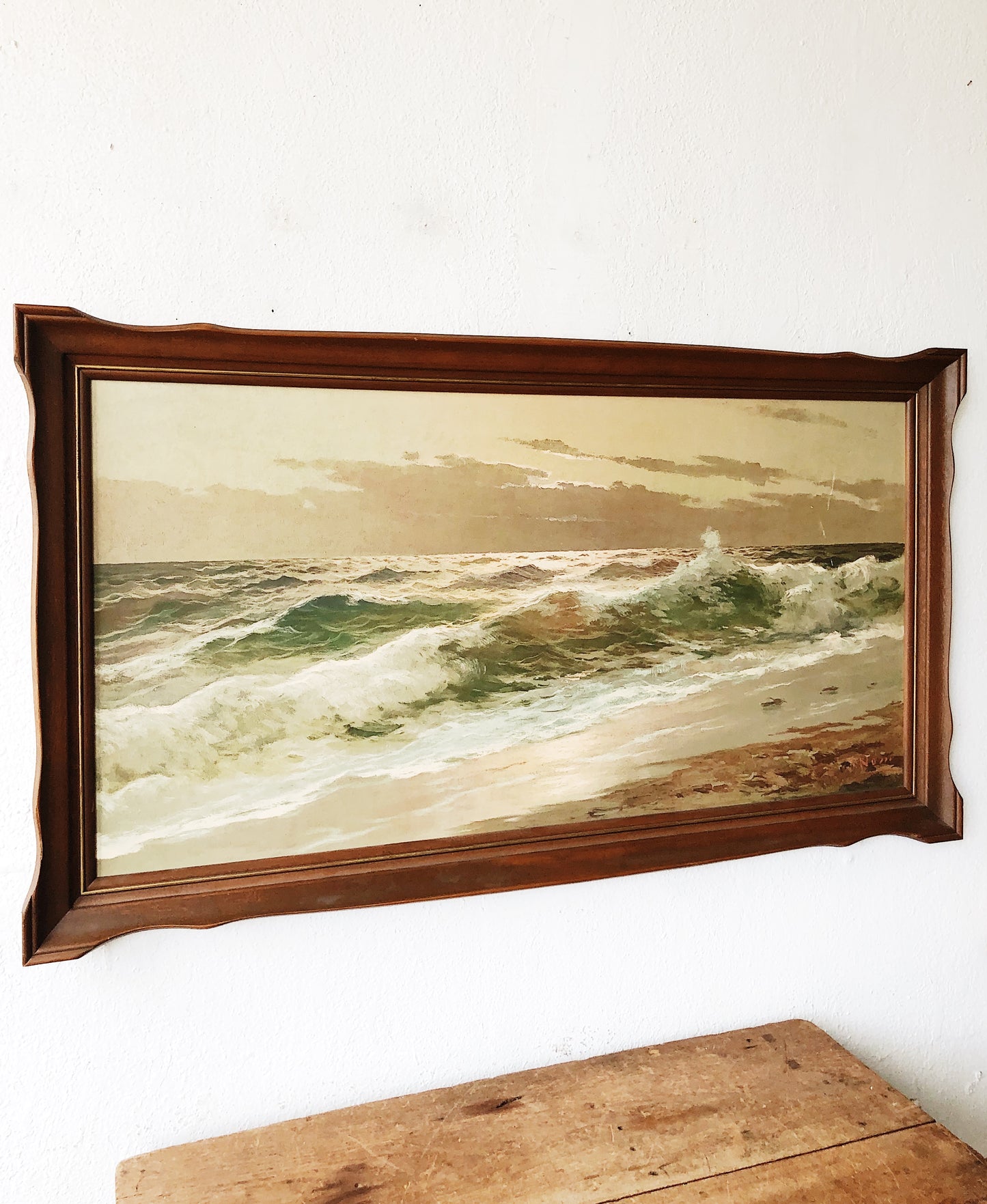 Large Vintage Pressed Seascape Litho