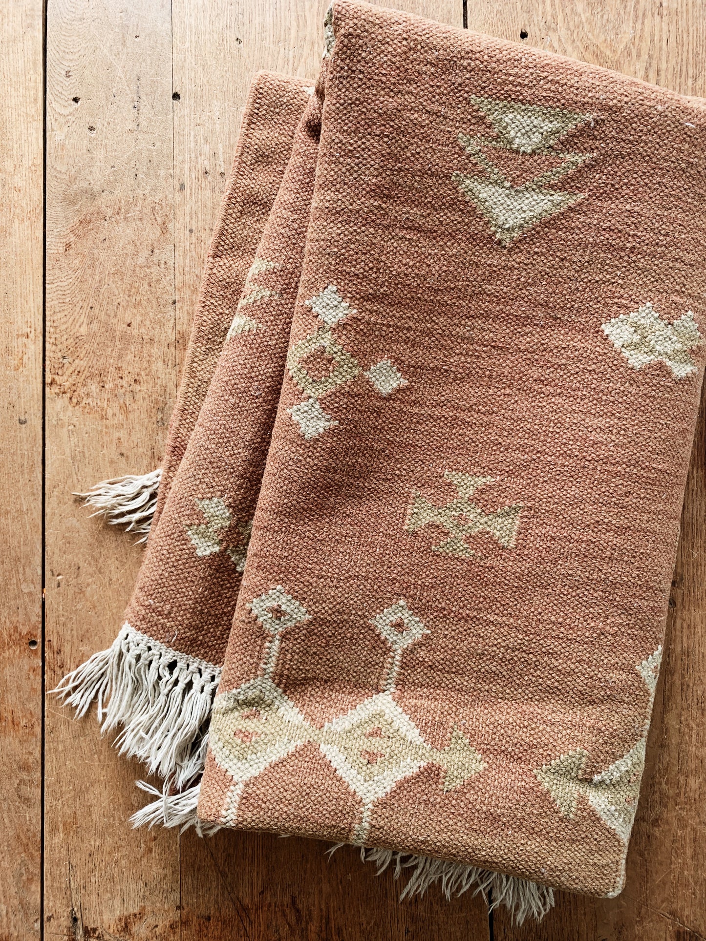 Terra Cotta Wool Dhurrie Rug